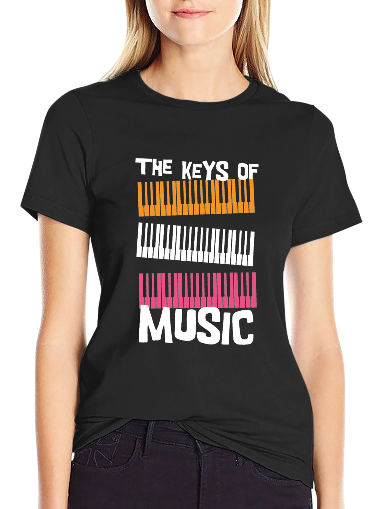 Keys of Music Graphic T-Shirt - Black