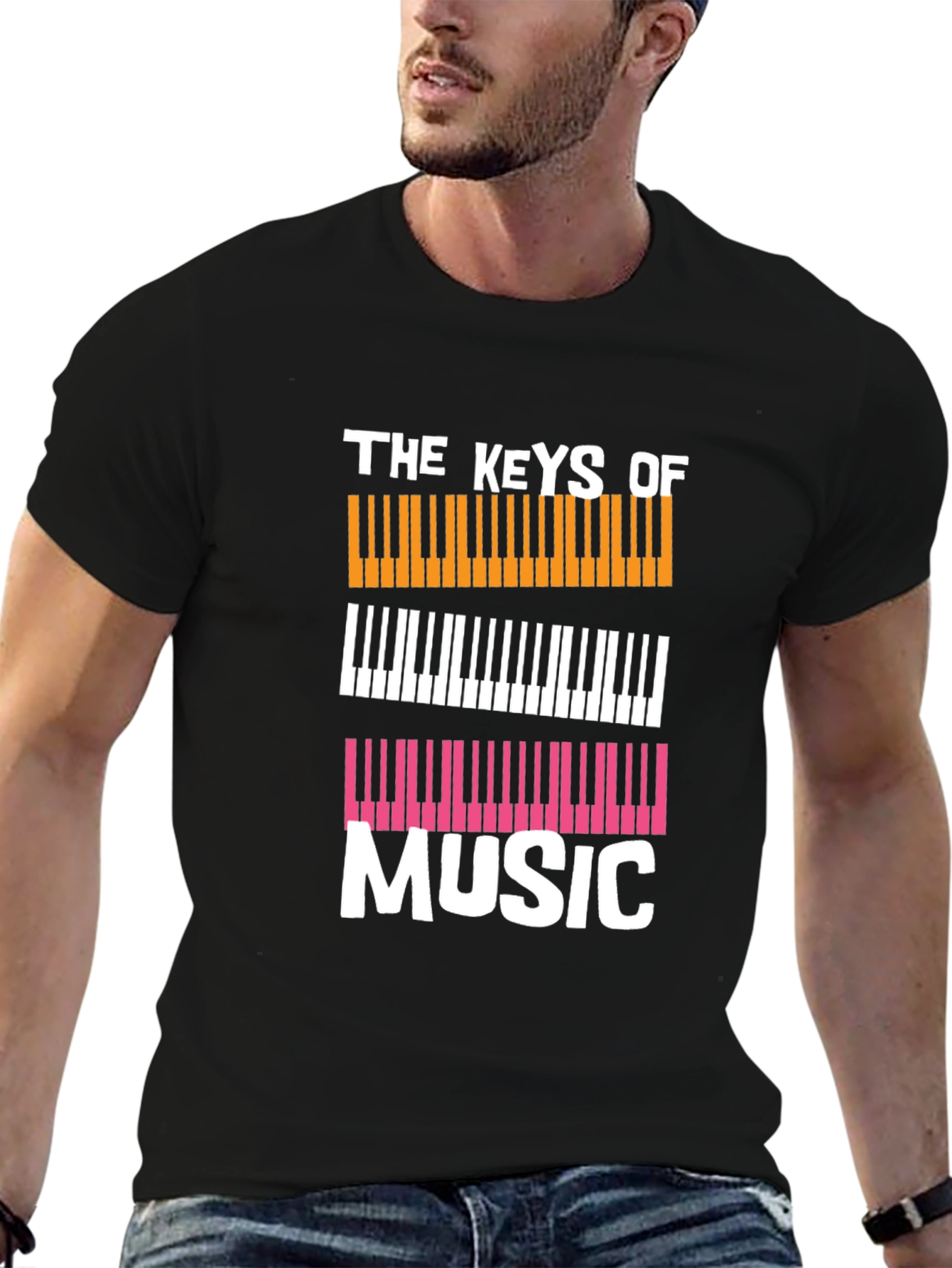 Keys of Music Graphic T-Shirt - Black