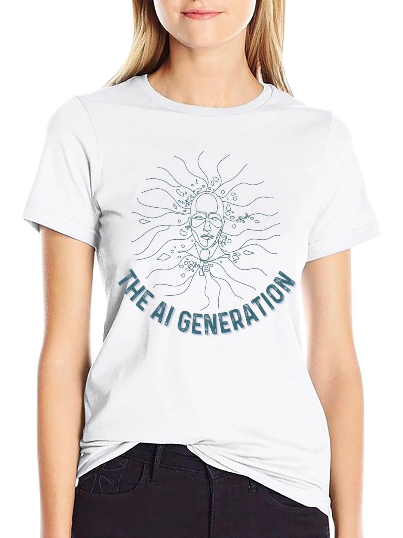 AI Generation Graphic Tee - Modern Black T-Shirt