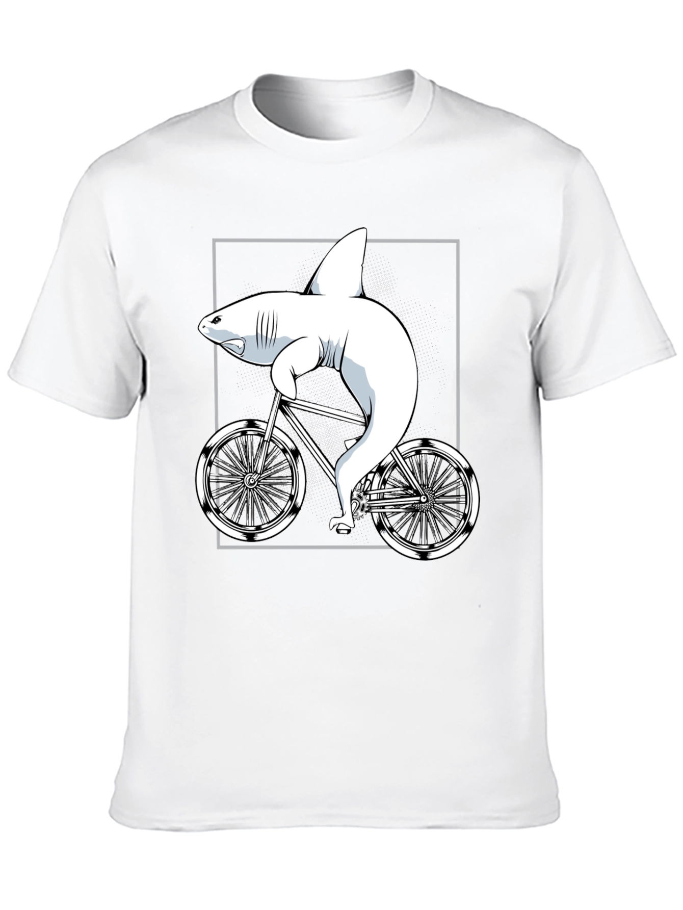 Shark on Bike Graphic Tee - Unique T-Shirt Design