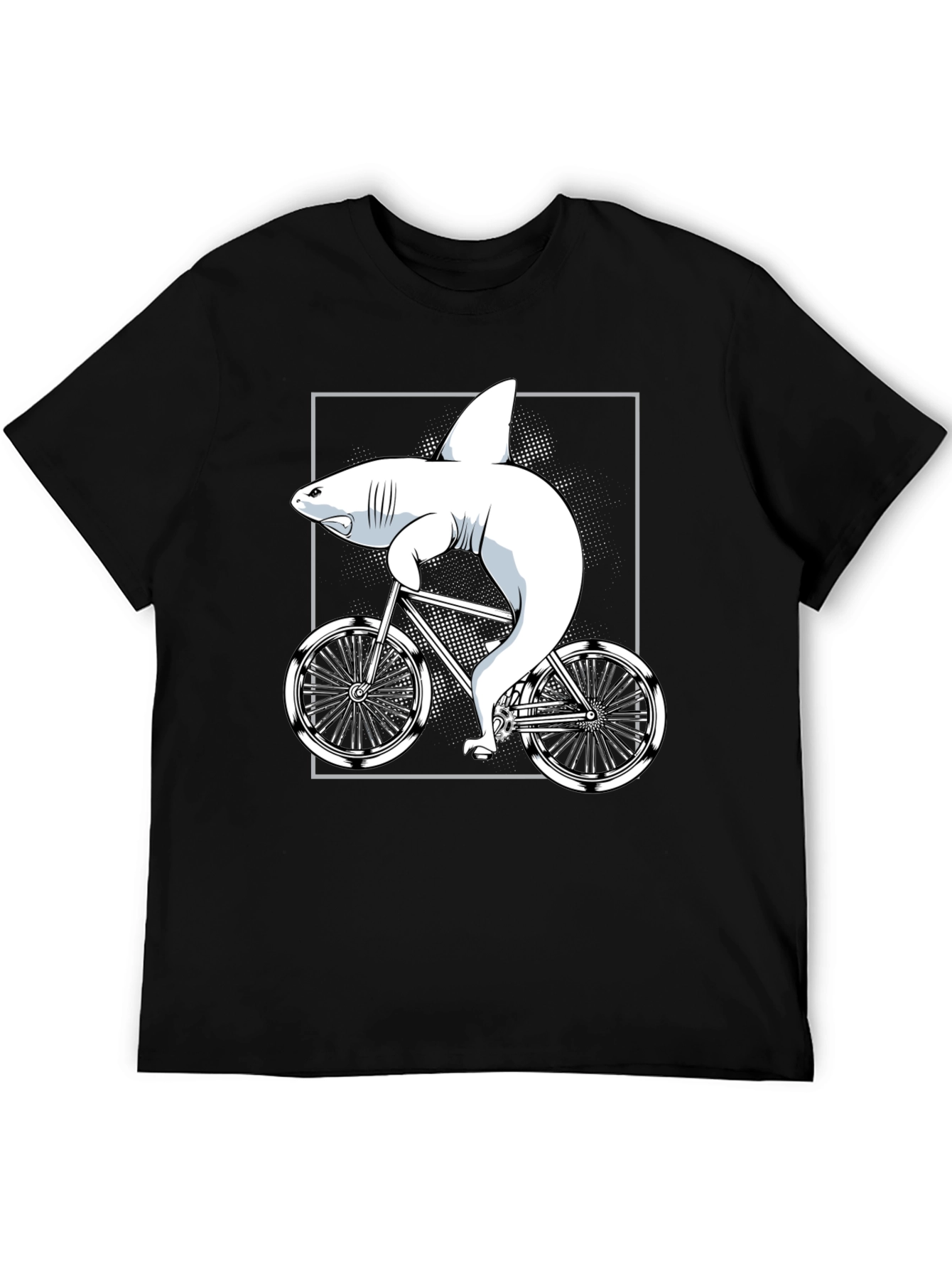 Shark on Bike Graphic Tee - Unique T-Shirt Design