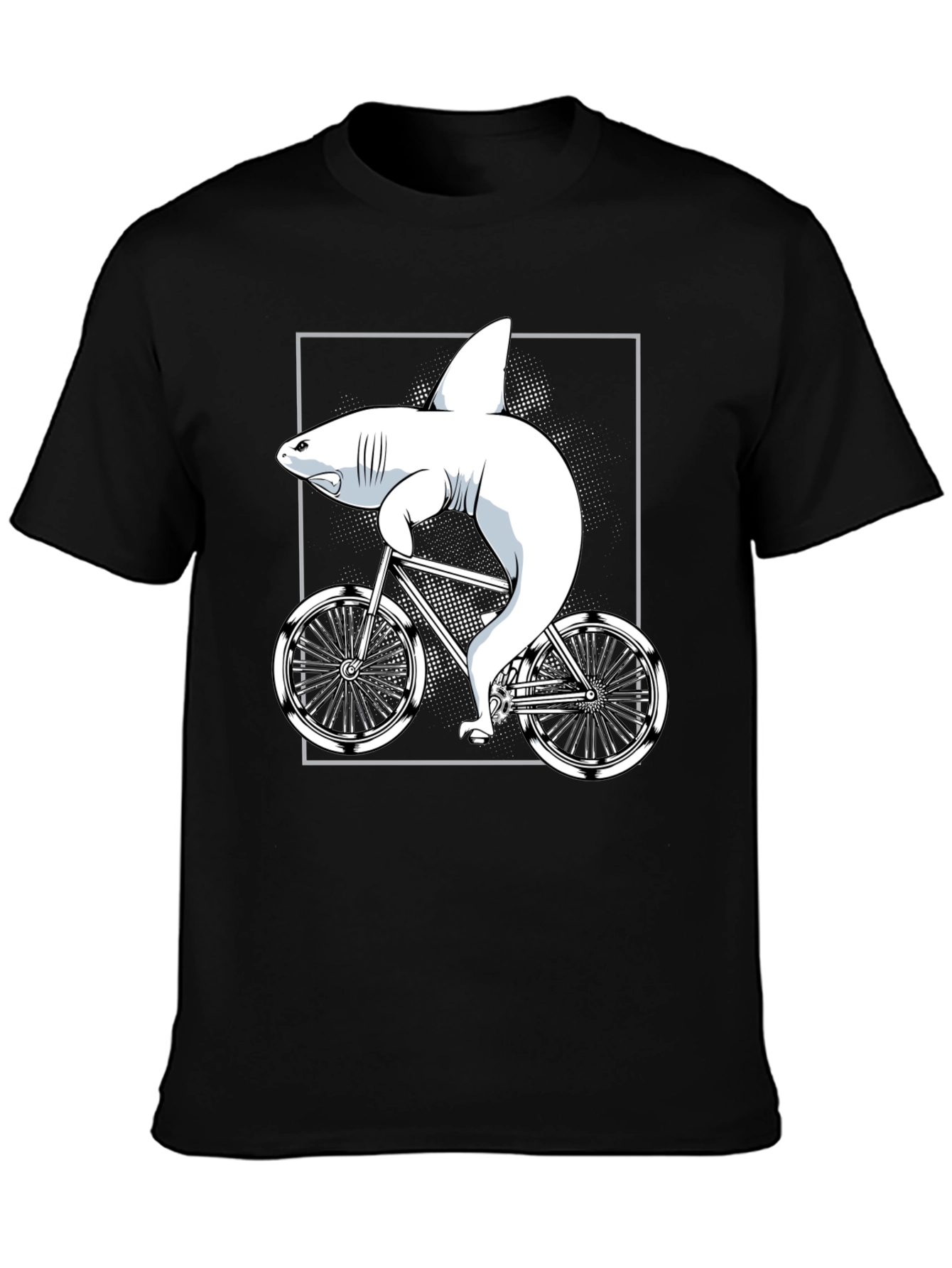 Shark on Bike Graphic Tee - Unique T-Shirt Design