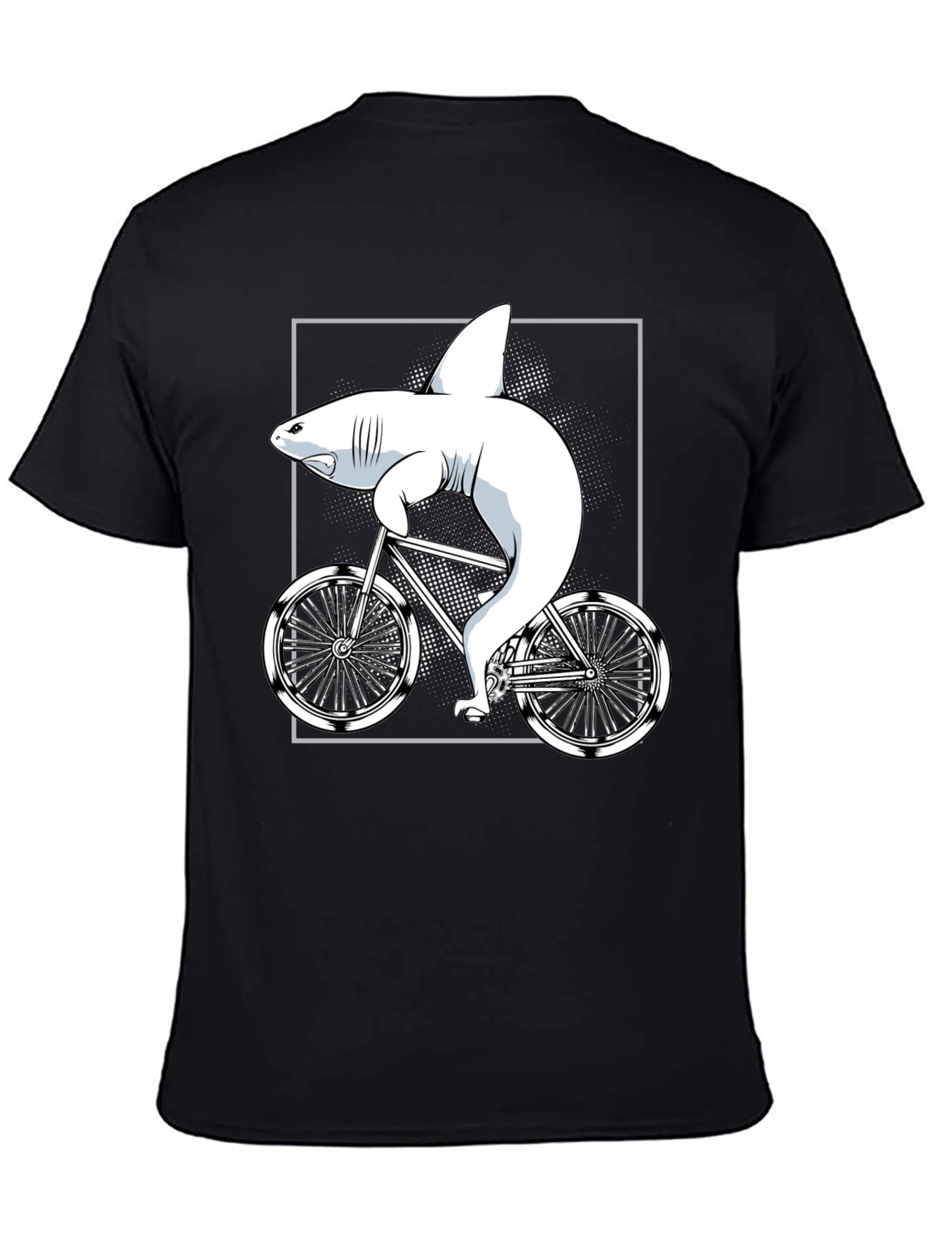 Shark on Bike Graphic Tee - Unique T-Shirt Design