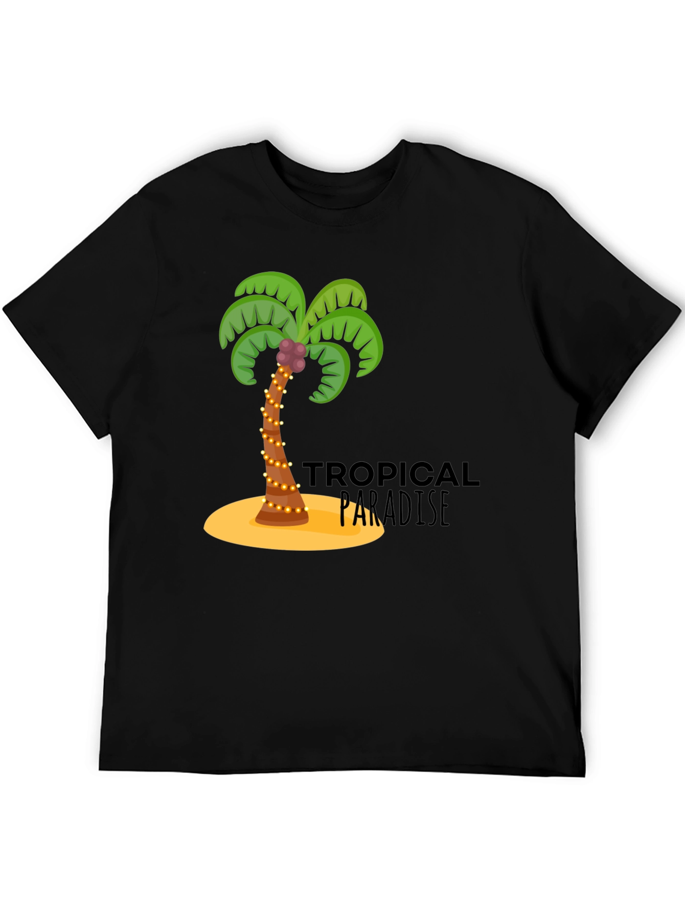 Tropical Paradise Black Graphic T-Shirt