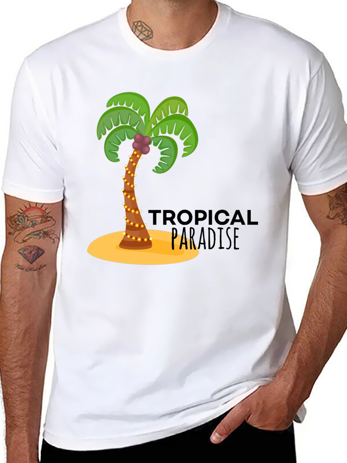 Tropical Paradise Black Graphic T-Shirt