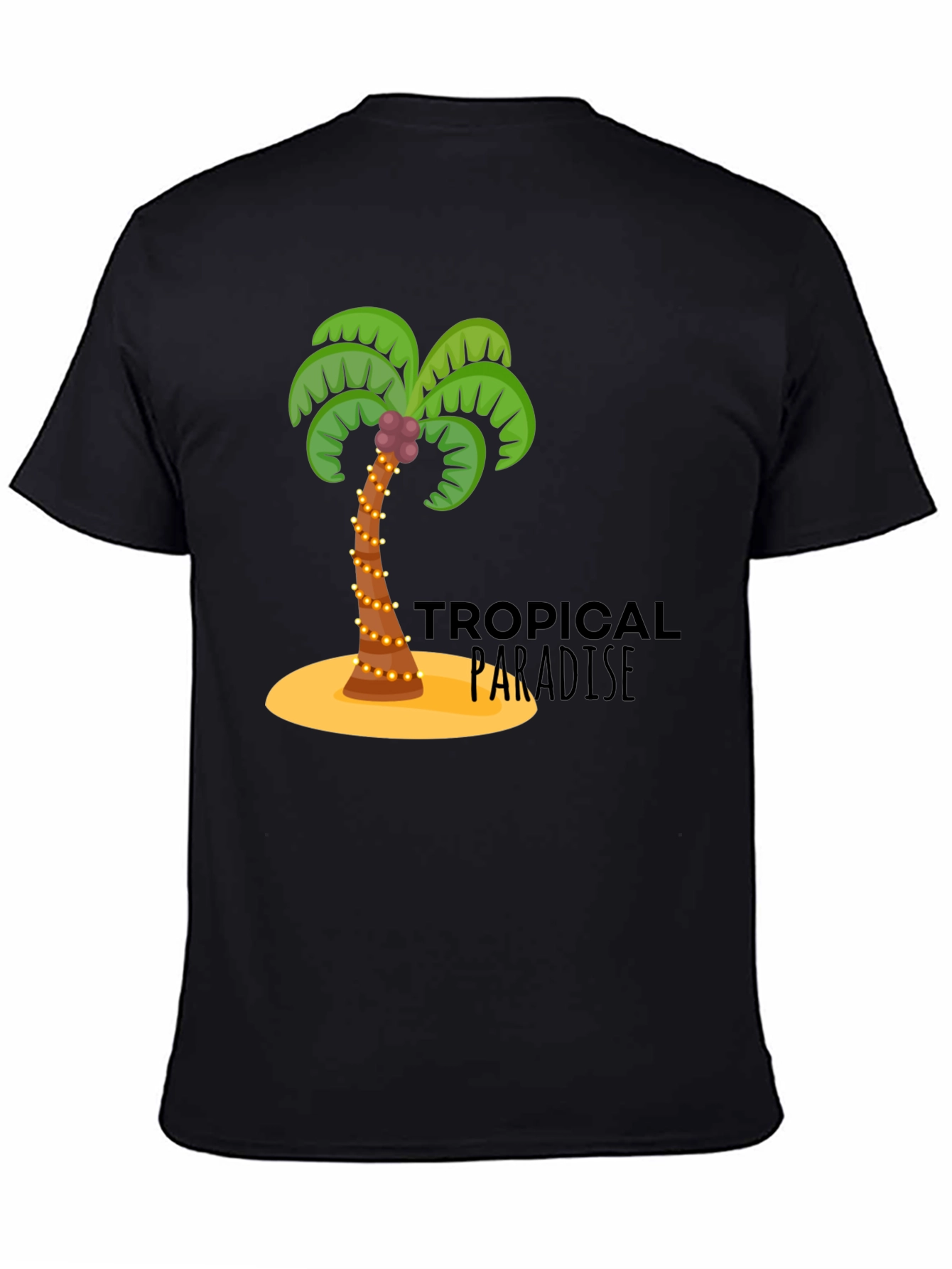 Tropical Paradise Black Graphic T-Shirt