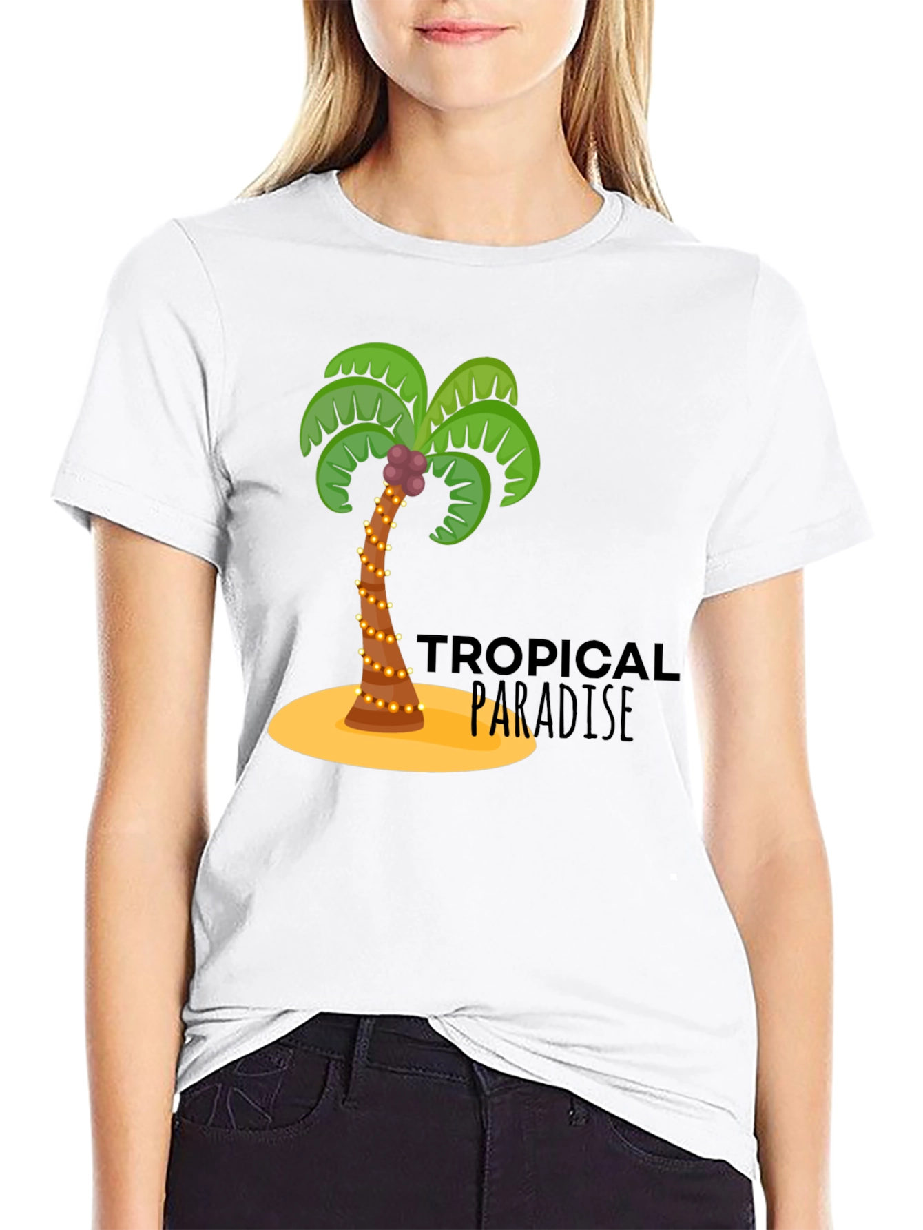 Tropical Paradise Black Graphic T-Shirt