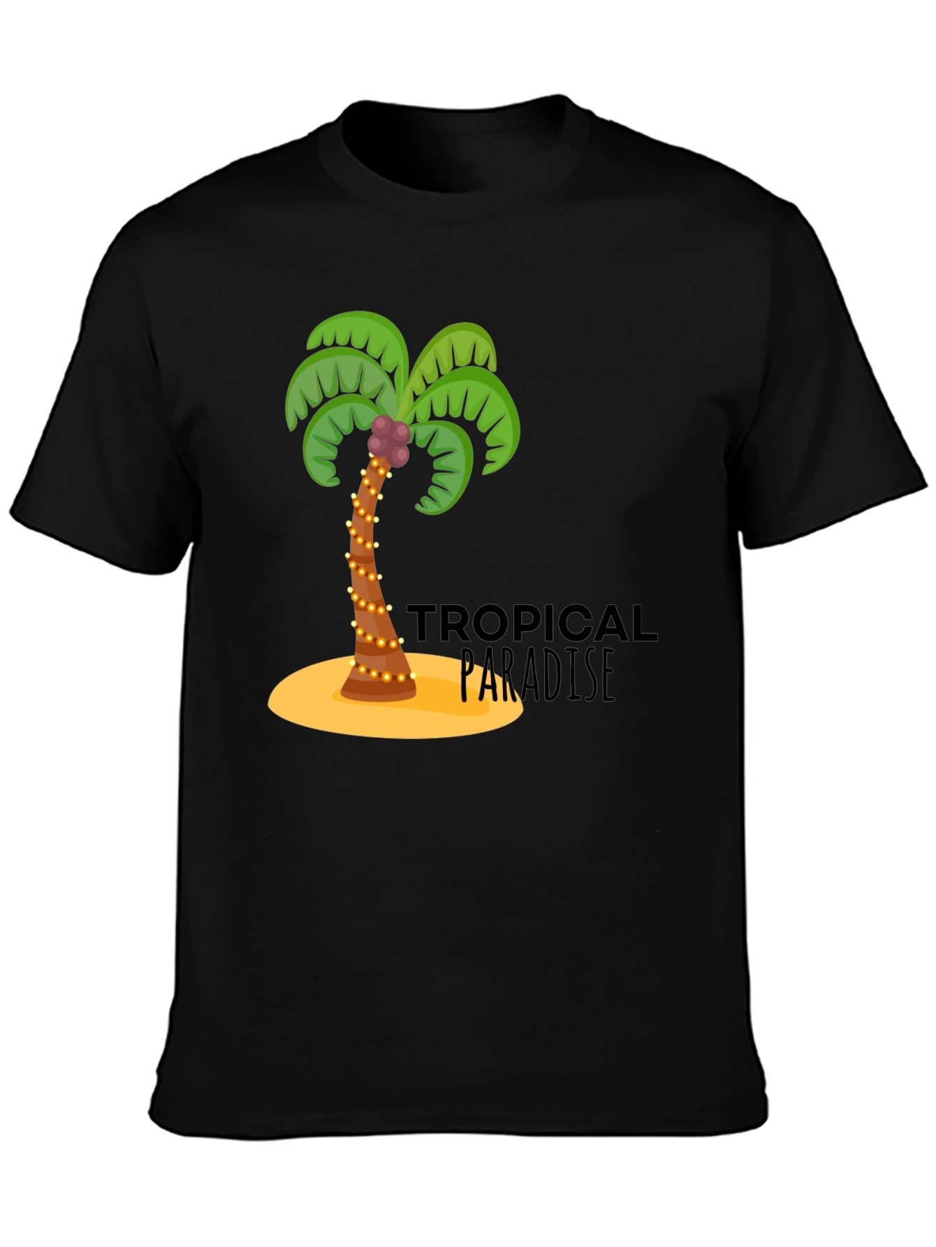 Tropical Paradise Black Graphic T-Shirt