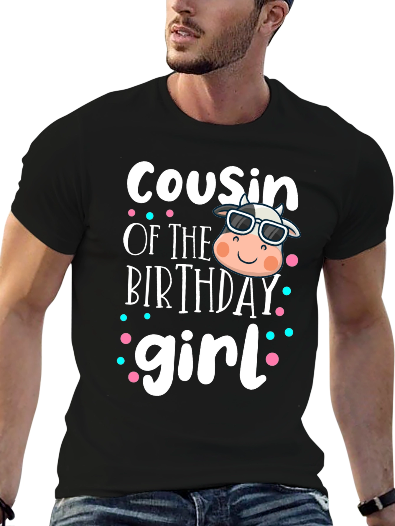 Cousin of the Birthday Girl Cow Graphic Tee