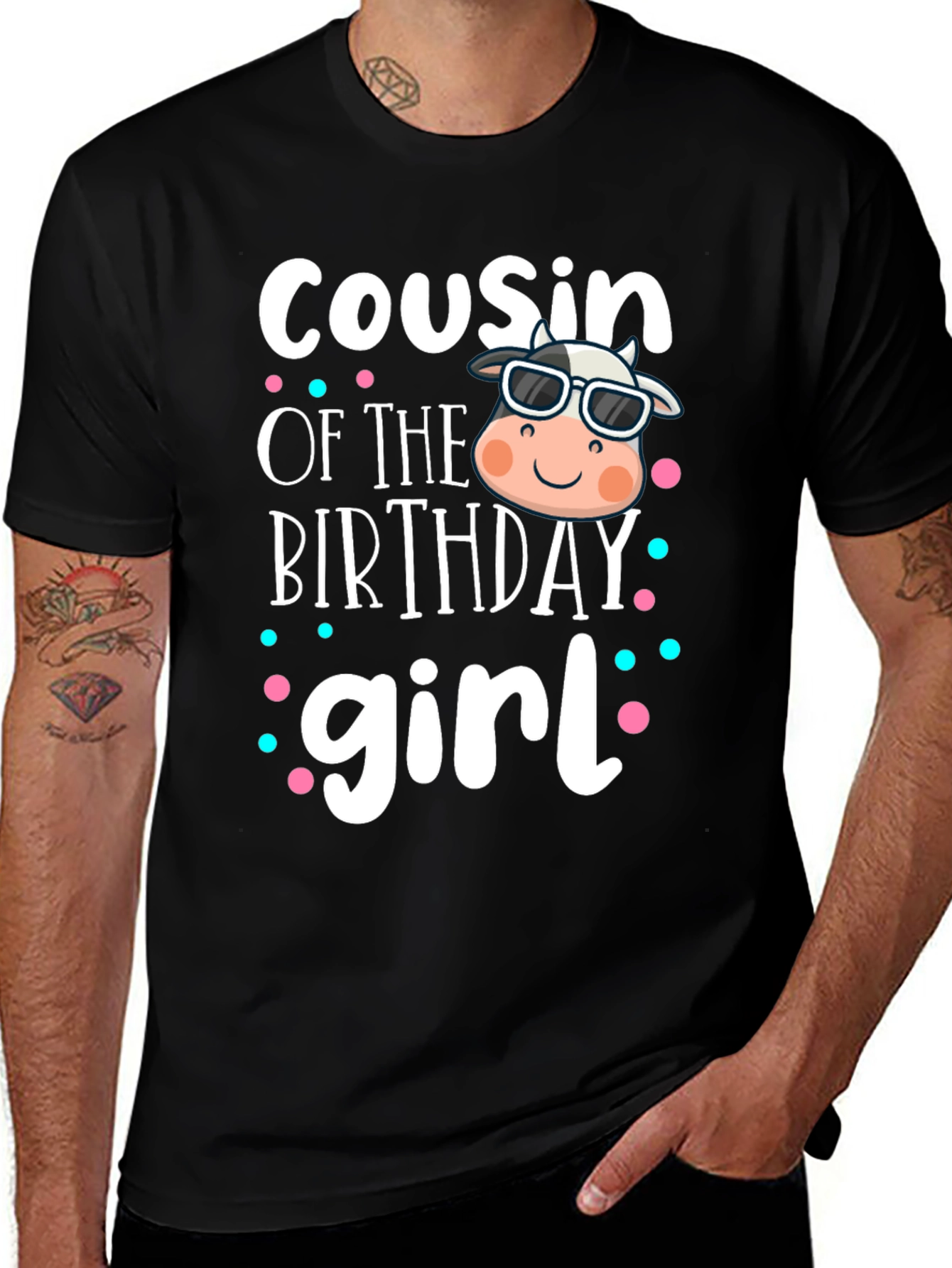 Cousin of the Birthday Girl Cow Graphic Tee