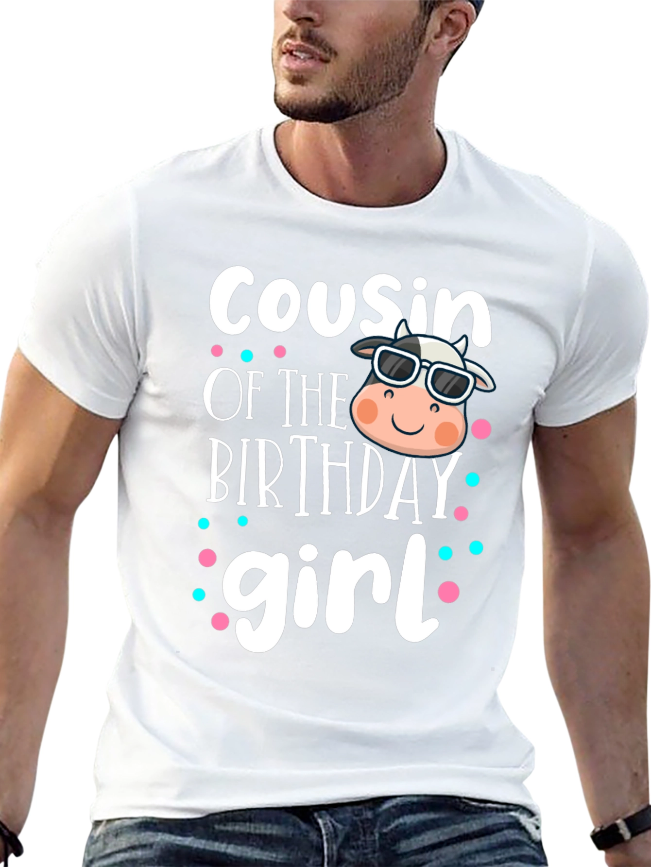 Cousin of the Birthday Girl Cow Graphic Tee