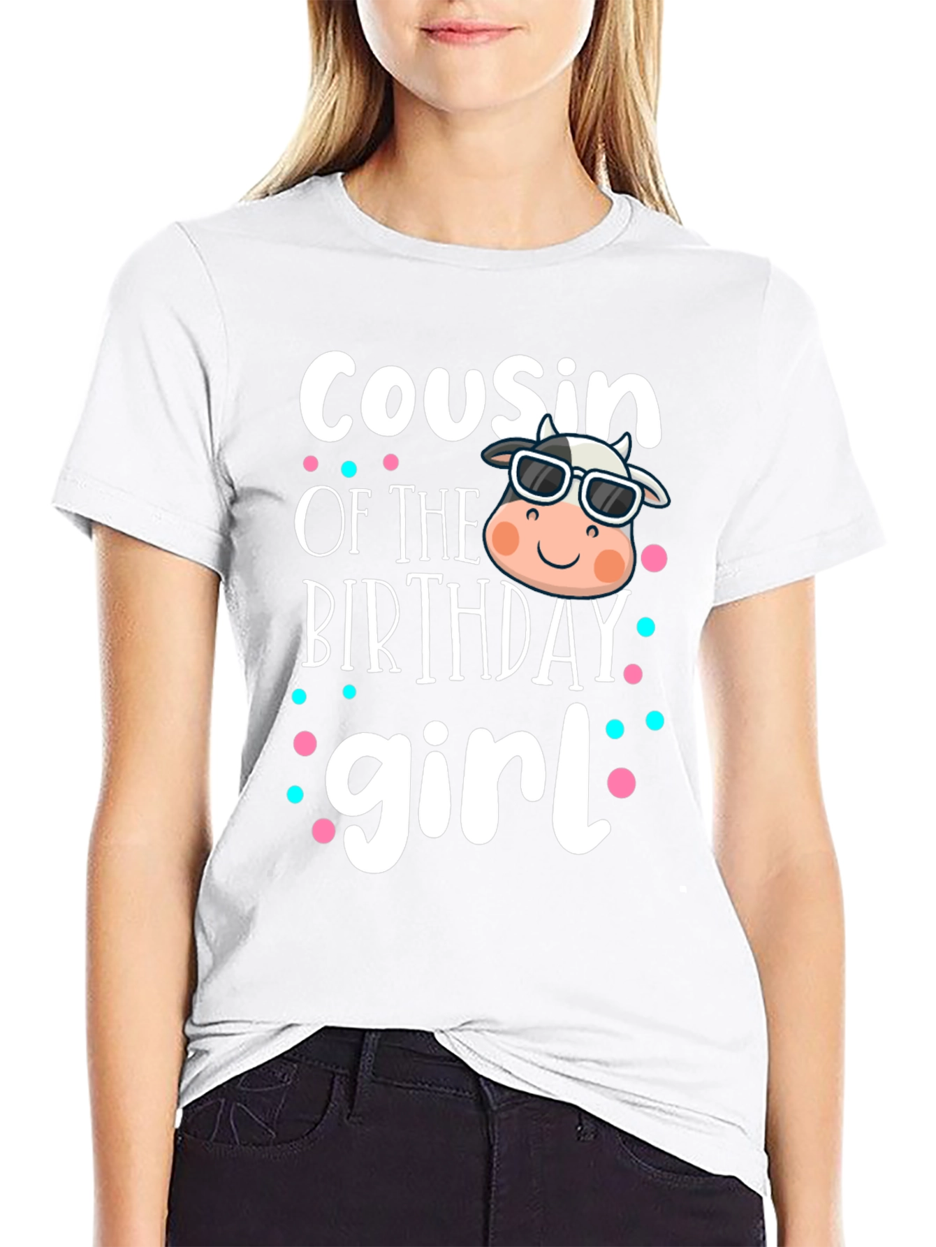 Cousin of the Birthday Girl Cow Graphic Tee