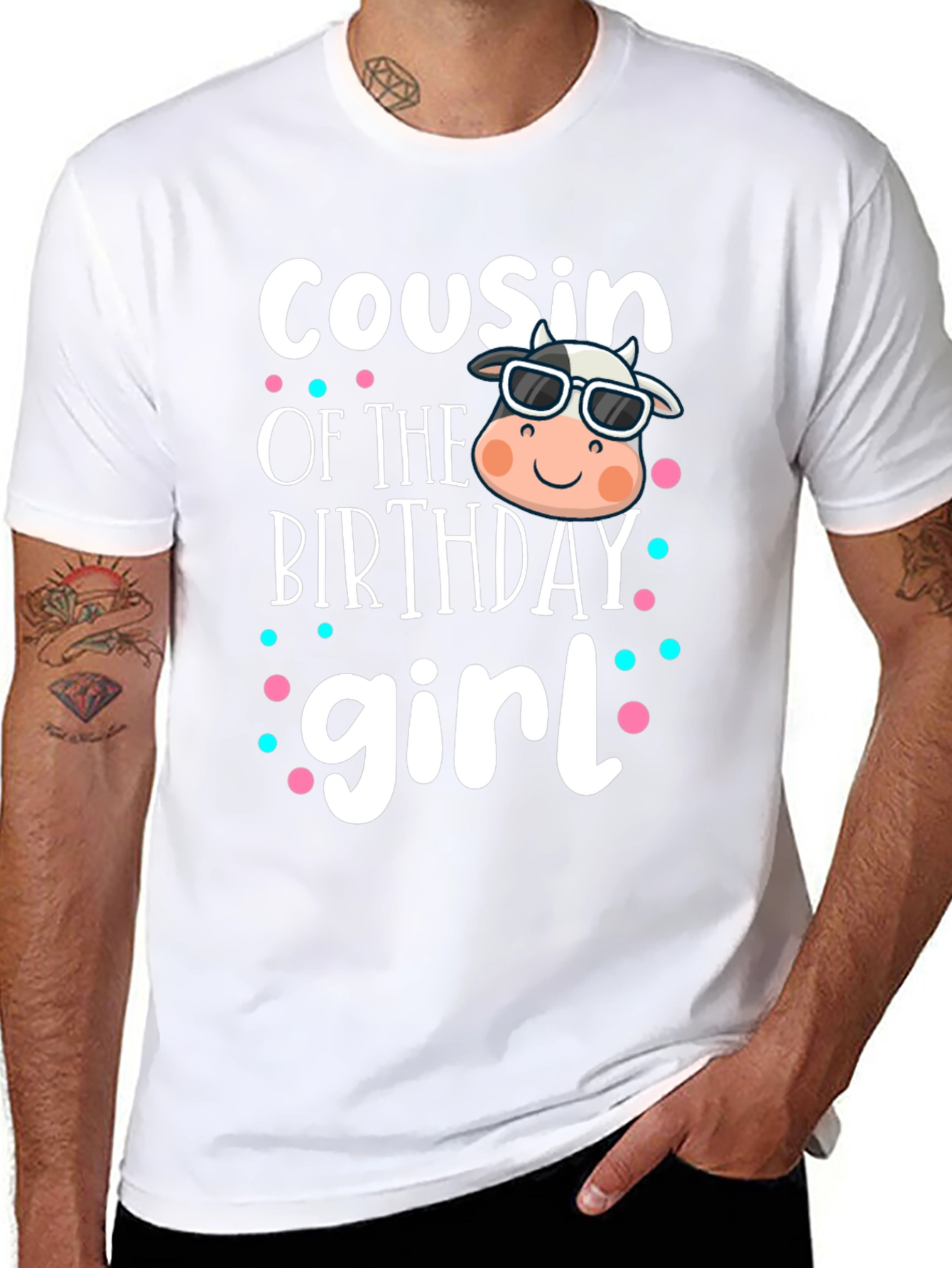 Cousin of the Birthday Girl Cow Graphic Tee