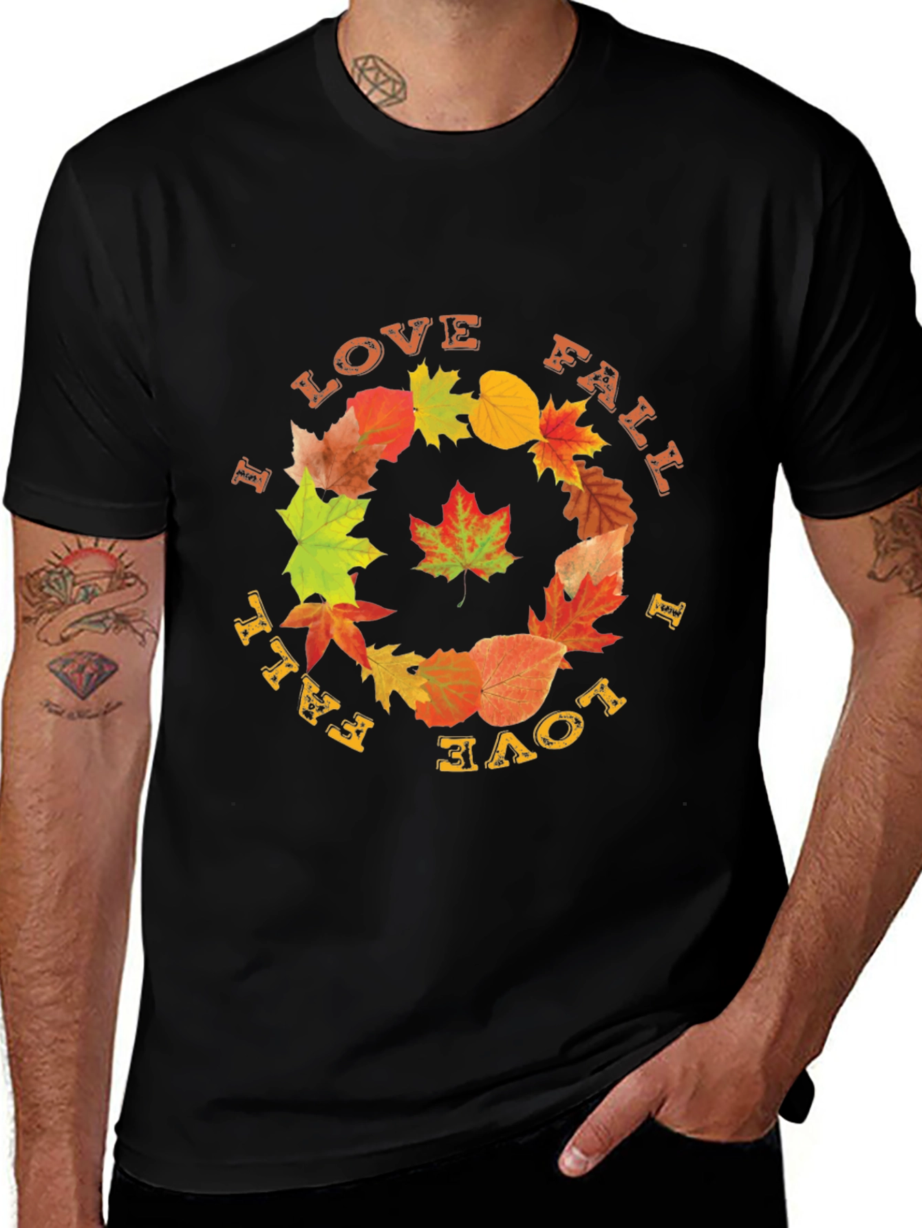 Fall Leaves T-Shirt - I Love Fall Design
