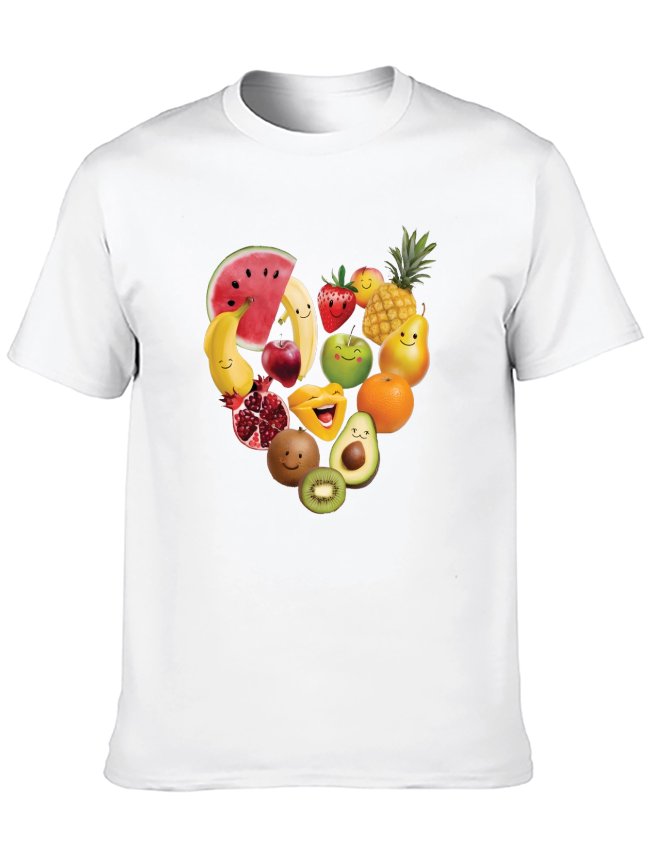 Fruity Heart Graphic T-Shirt - Cute Fruit Design