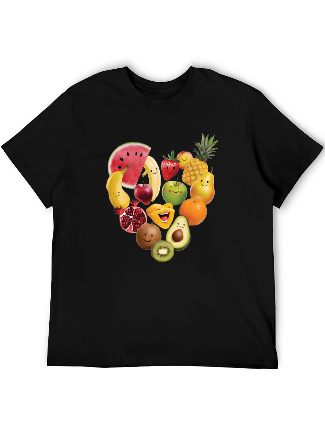 Fruity Heart Graphic T-Shirt - Cute Fruit Design