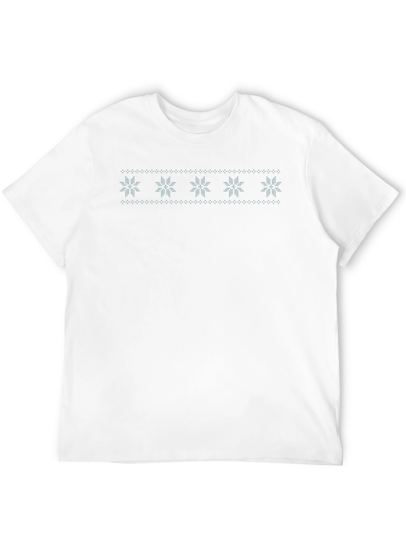 Black T-Shirt with Snowflake Knit Pattern