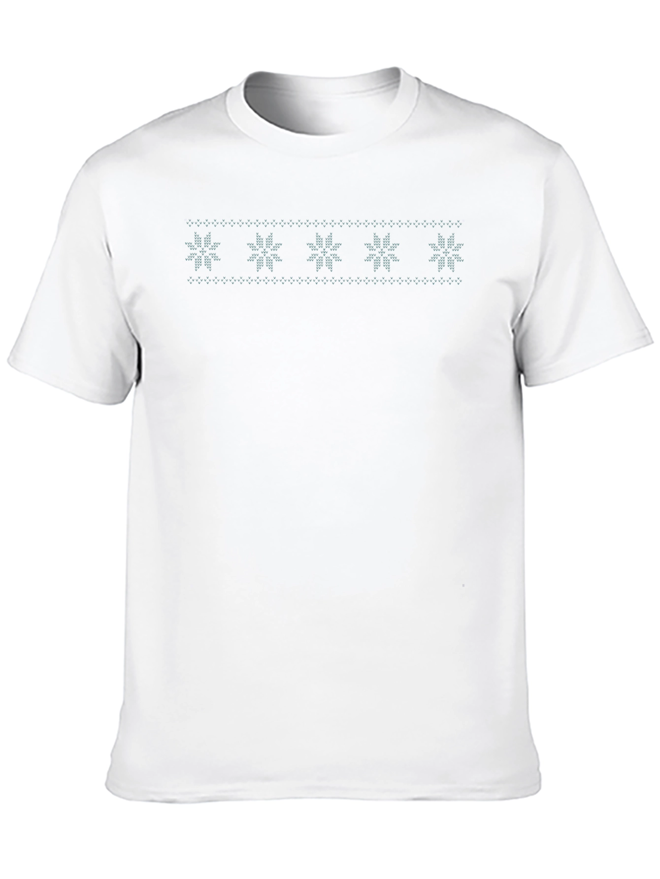 Black T-Shirt with Snowflake Knit Pattern