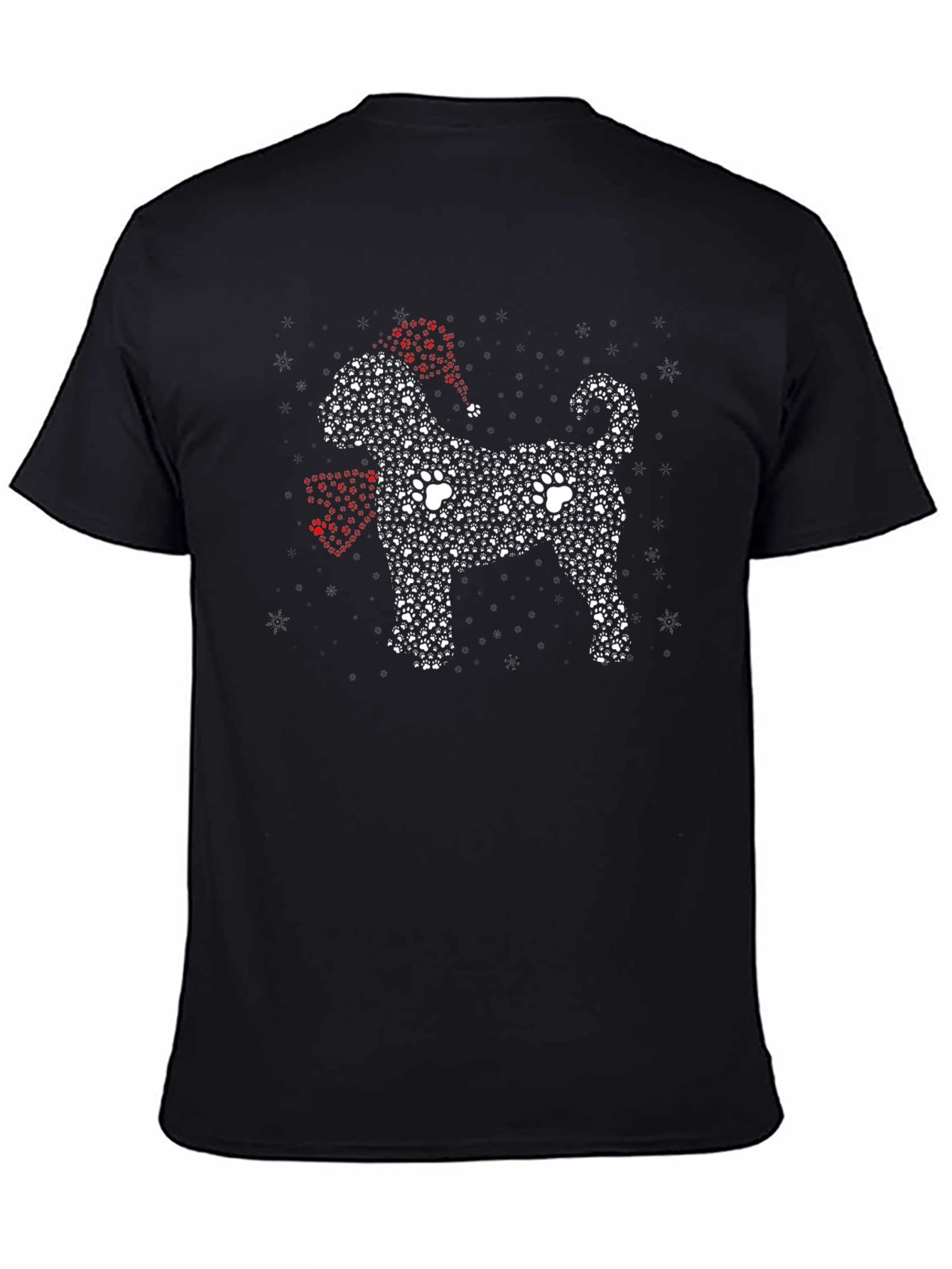 Christmas Paw Print Dog T-Shirt – Festive Dog Lover Tee