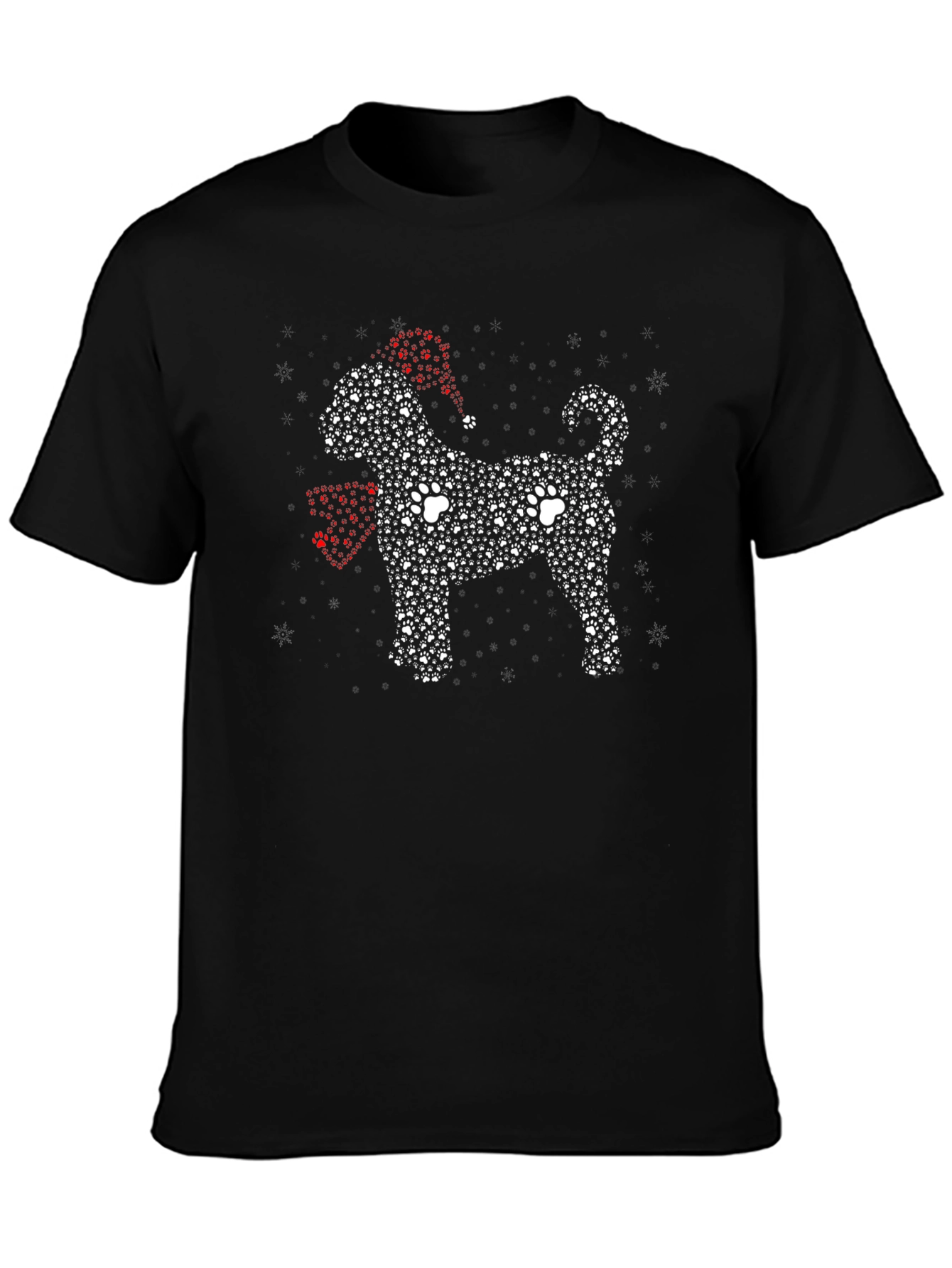 Christmas Paw Print Dog T-Shirt – Festive Dog Lover Tee