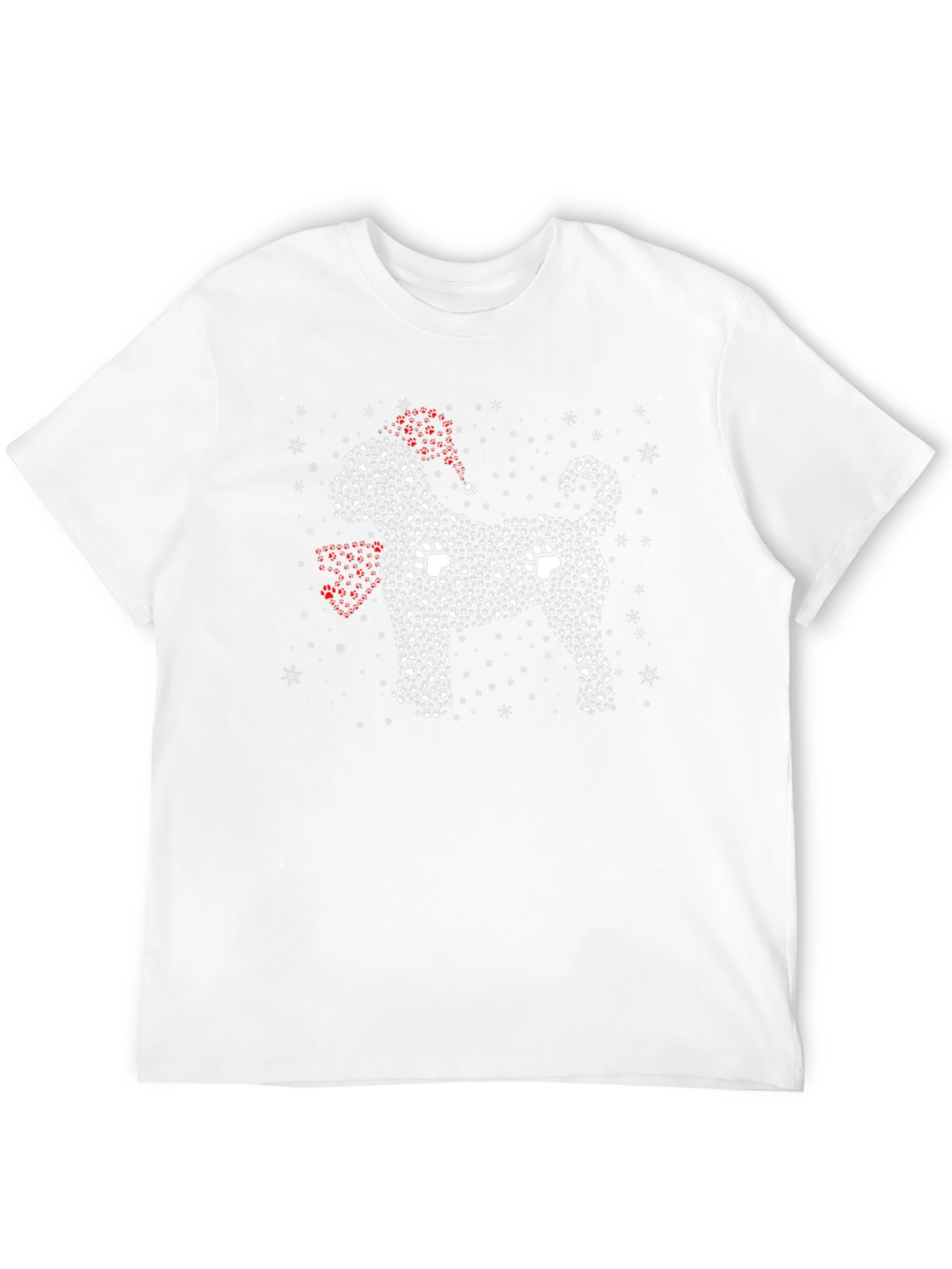 Christmas Paw Print Dog T-Shirt – Festive Dog Lover Tee