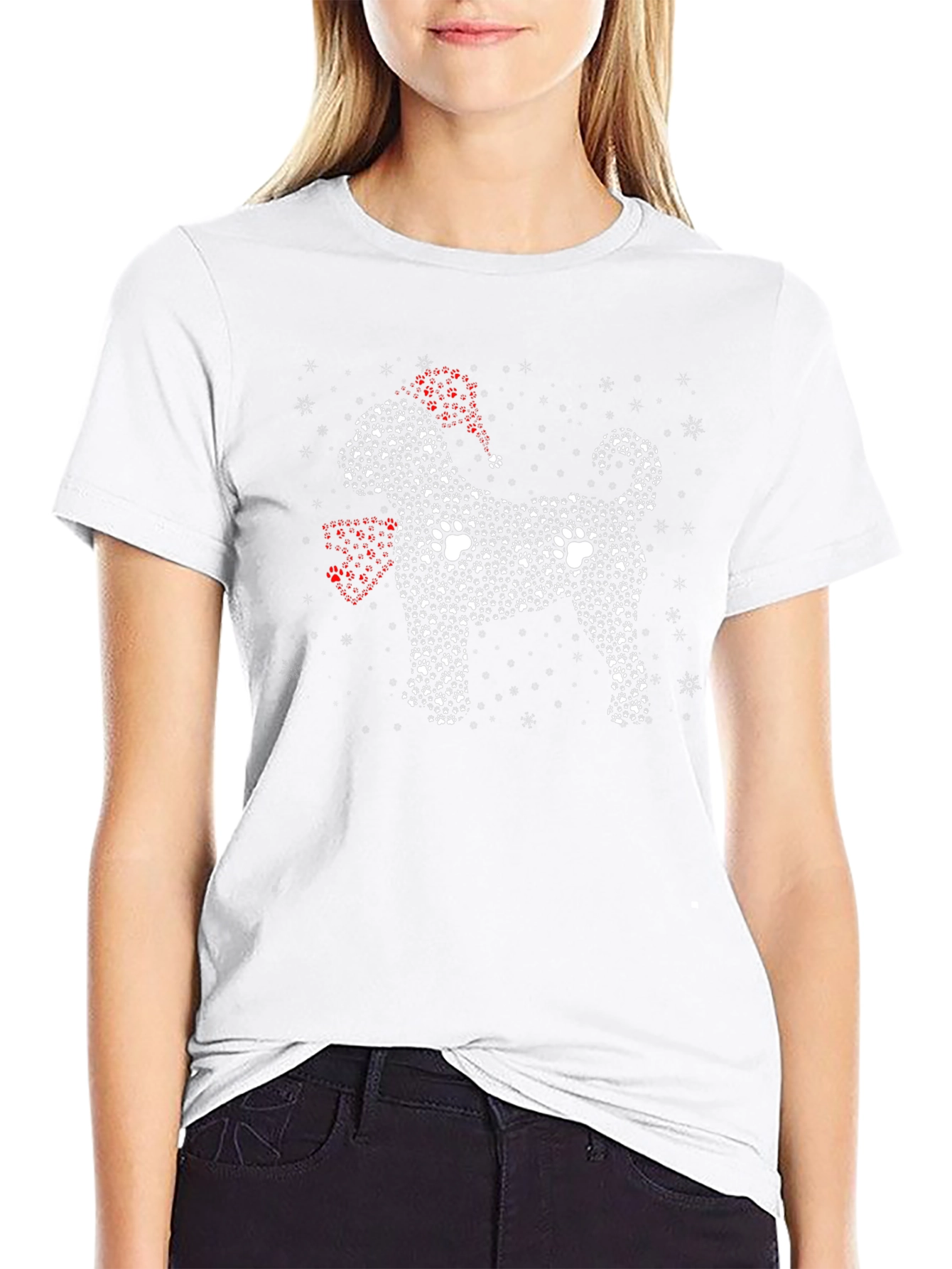 Christmas Paw Print Dog T-Shirt – Festive Dog Lover Tee