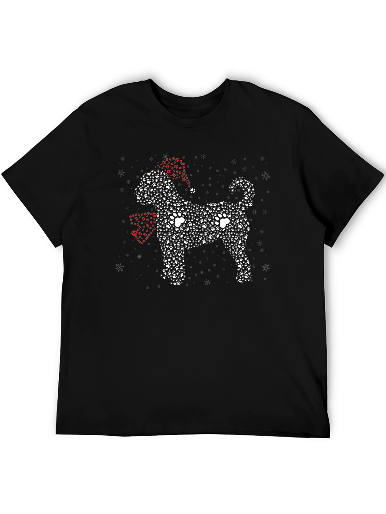Christmas Paw Print Dog T-Shirt – Festive Dog Lover Tee