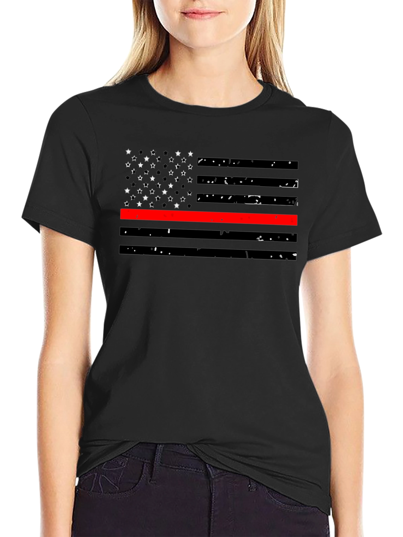 Thin Red Line Flag Graphic T-Shirt