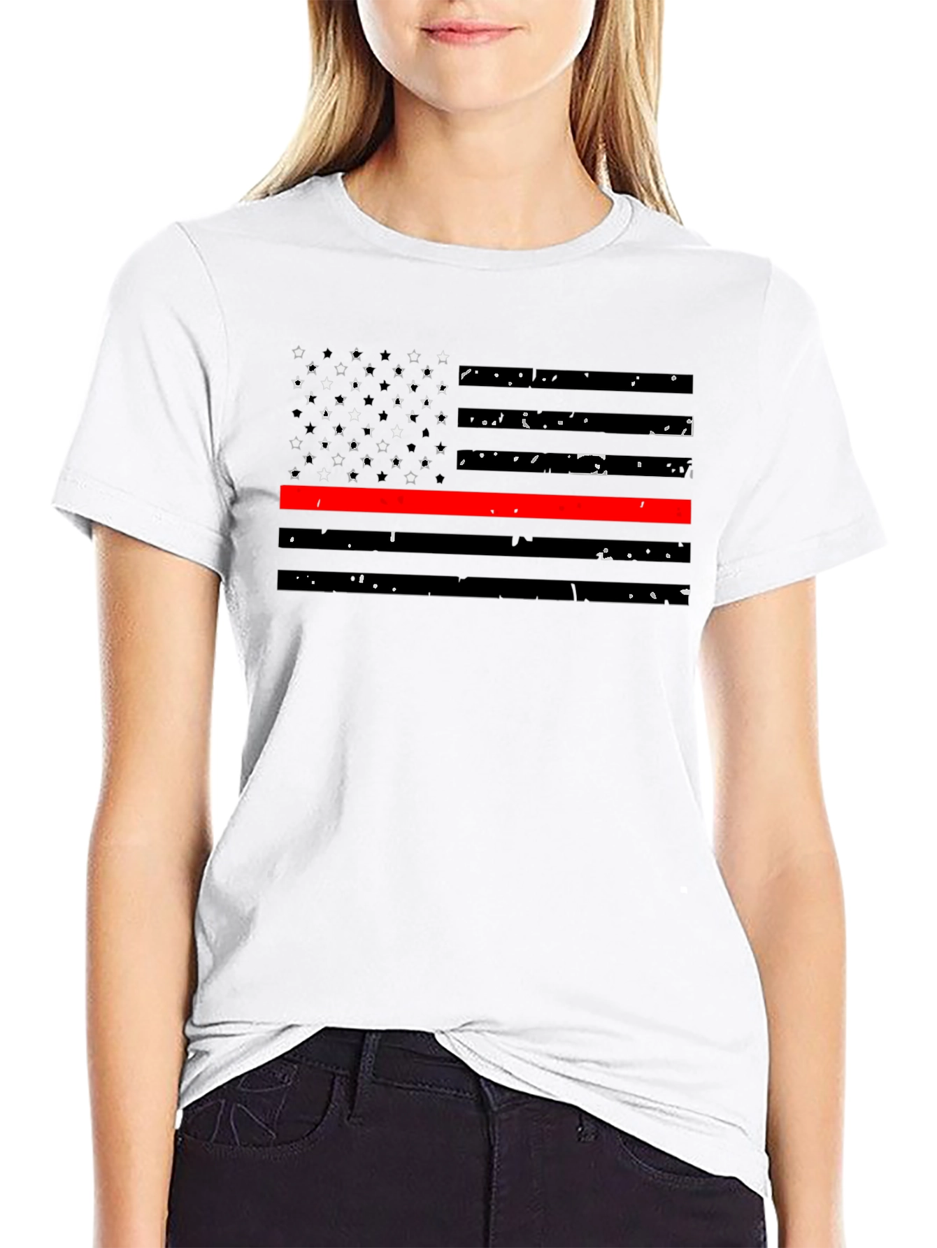 Thin Red Line Flag Graphic T-Shirt