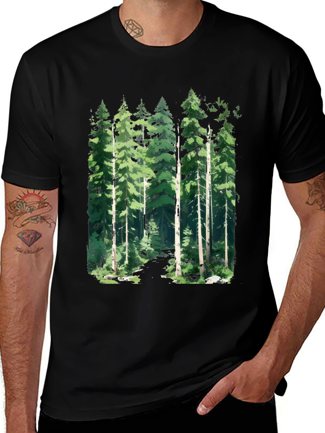 Forest Graphic Tee - Nature Inspired Black T-Shirt