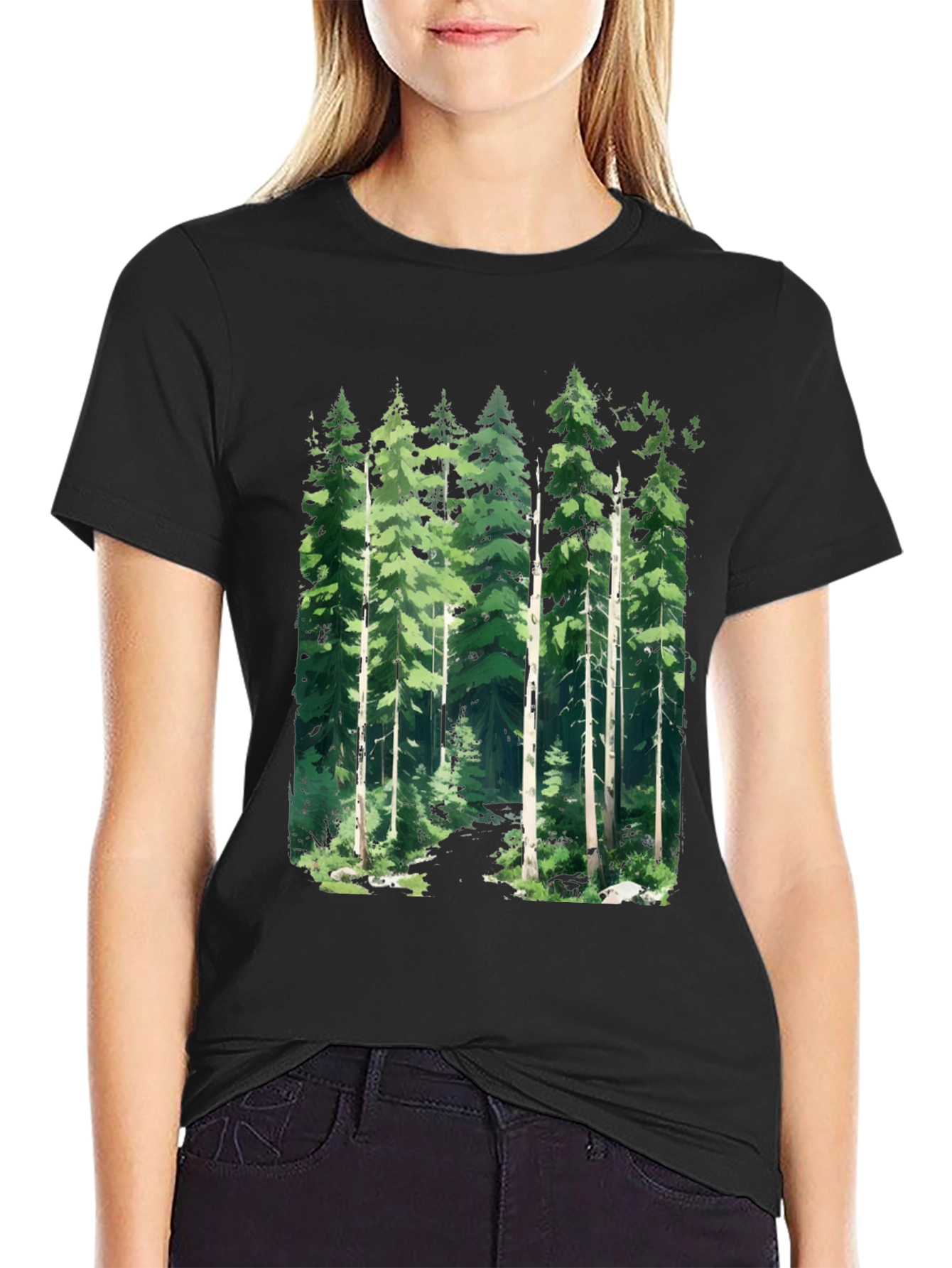 Forest Graphic Tee - Nature Inspired Black T-Shirt