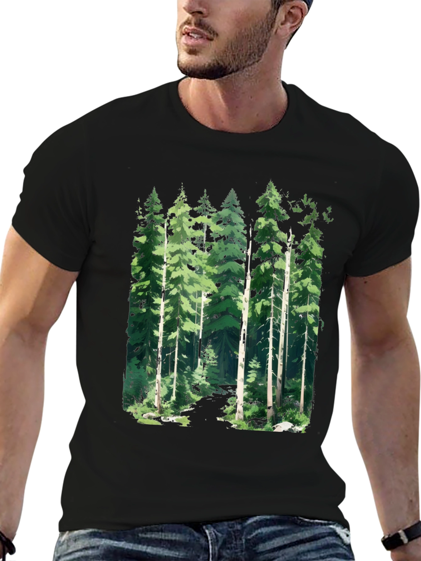 Forest Graphic Tee - Nature Inspired Black T-Shirt