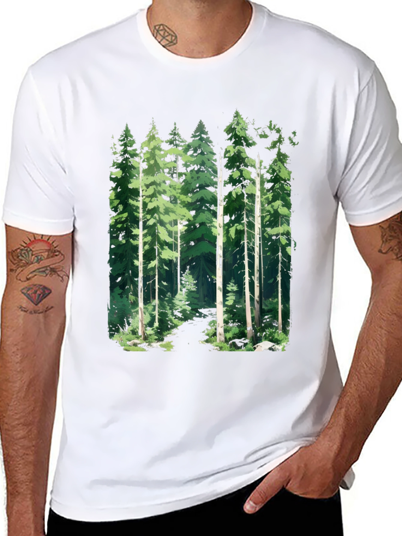 Forest Graphic Tee - Nature Inspired Black T-Shirt