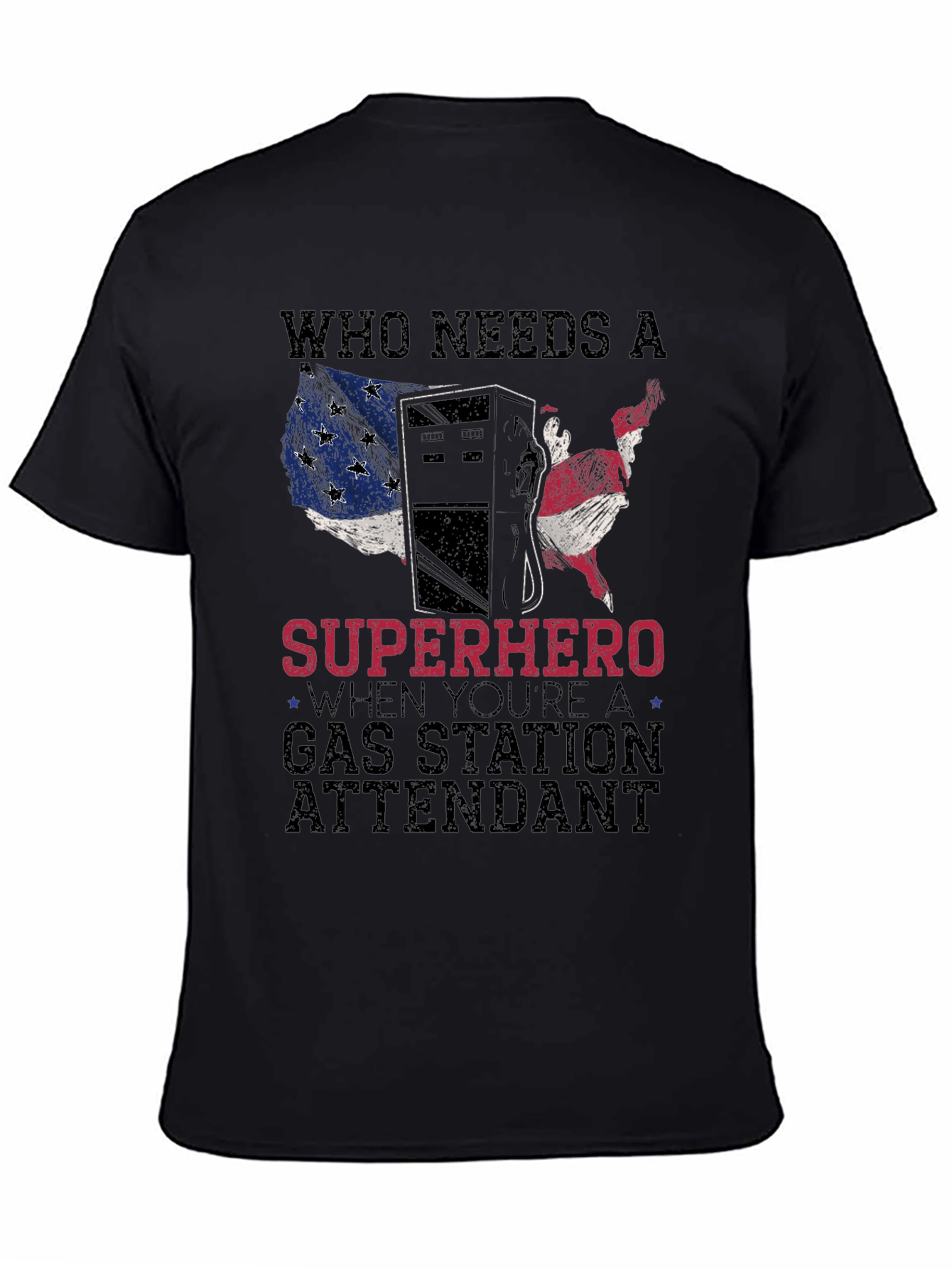 Gas Station Attendant Superhero Graphic T-Shirt
