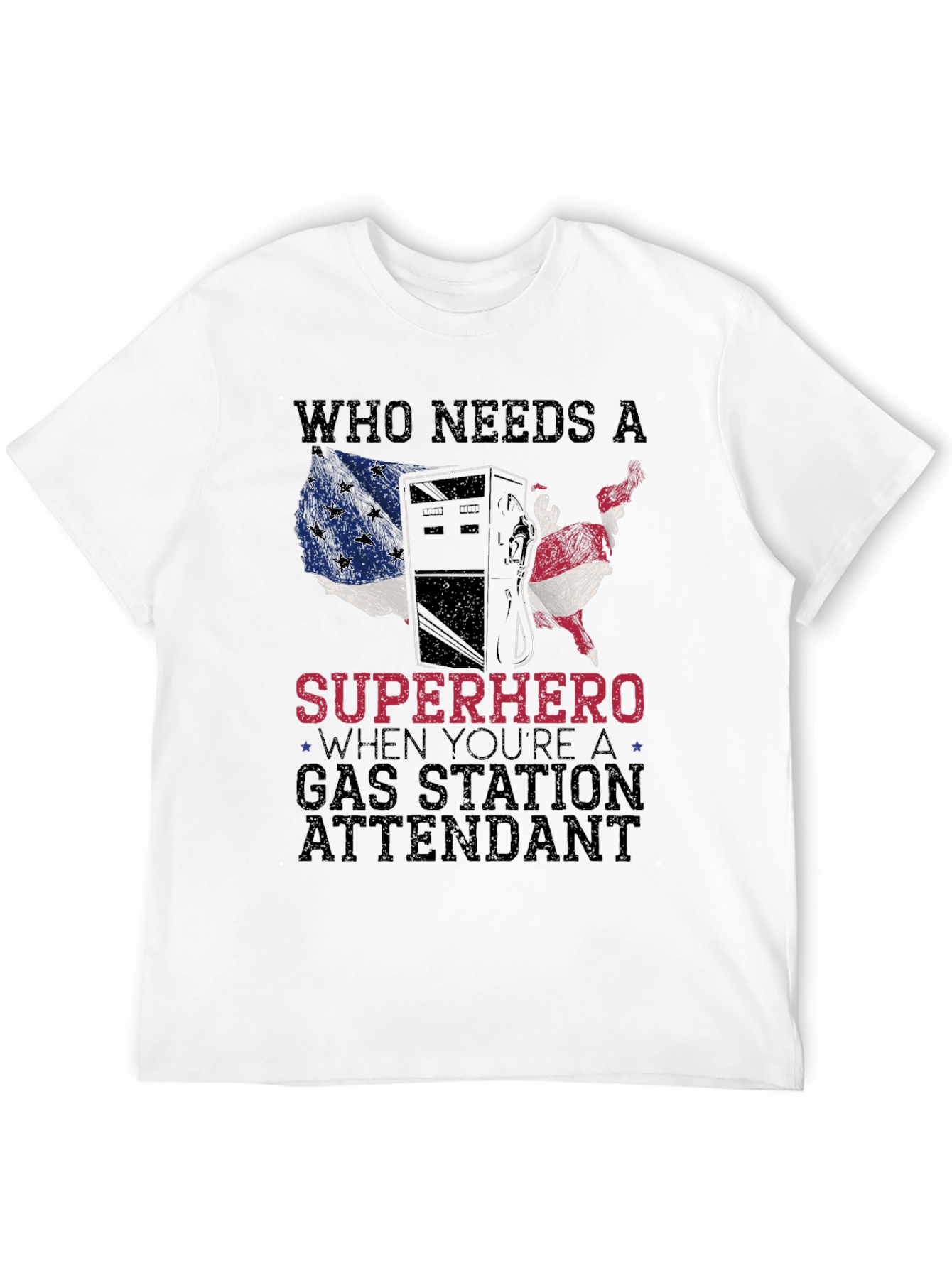 Gas Station Attendant Superhero Graphic T-Shirt
