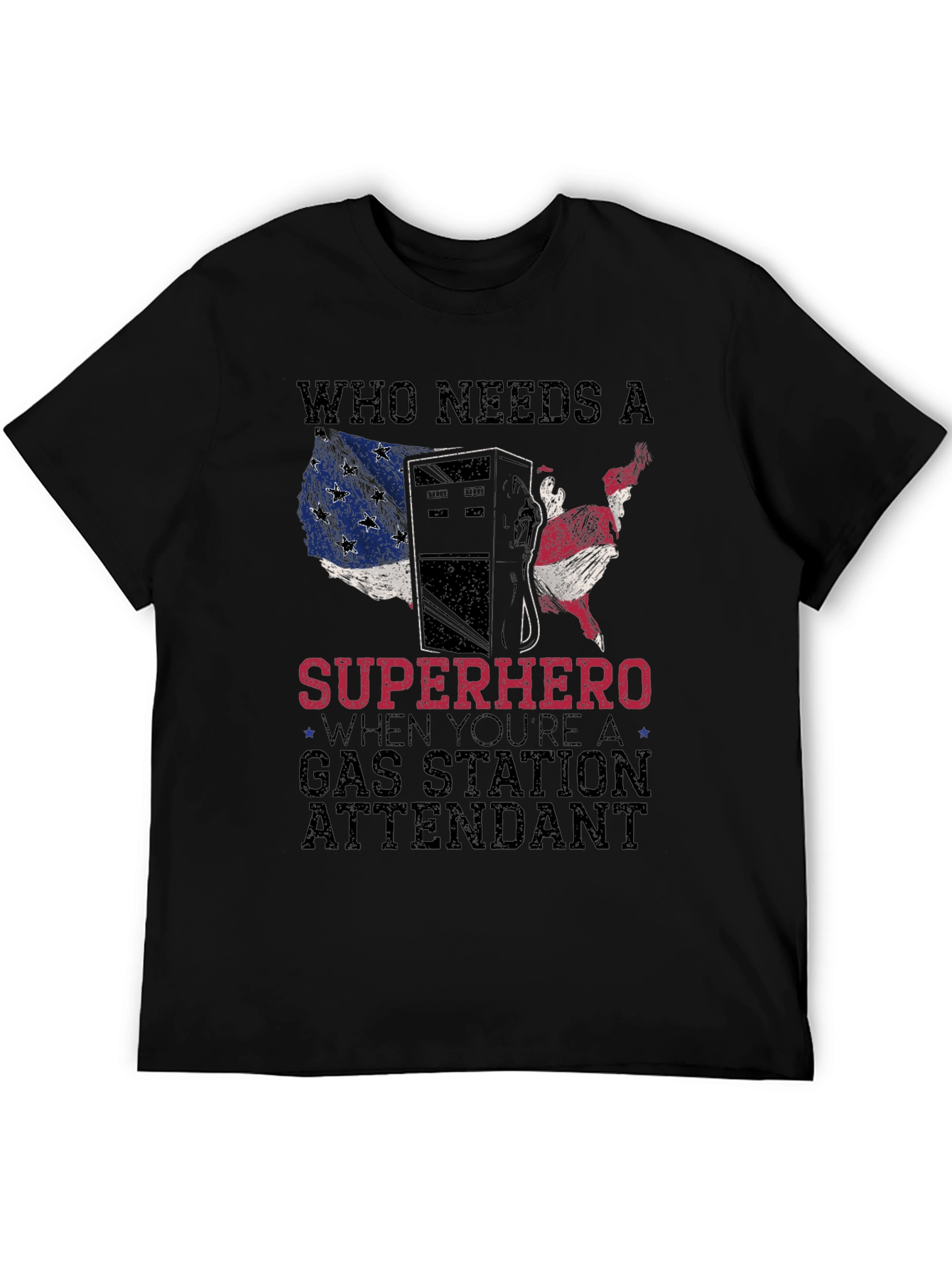 Gas Station Attendant Superhero Graphic T-Shirt