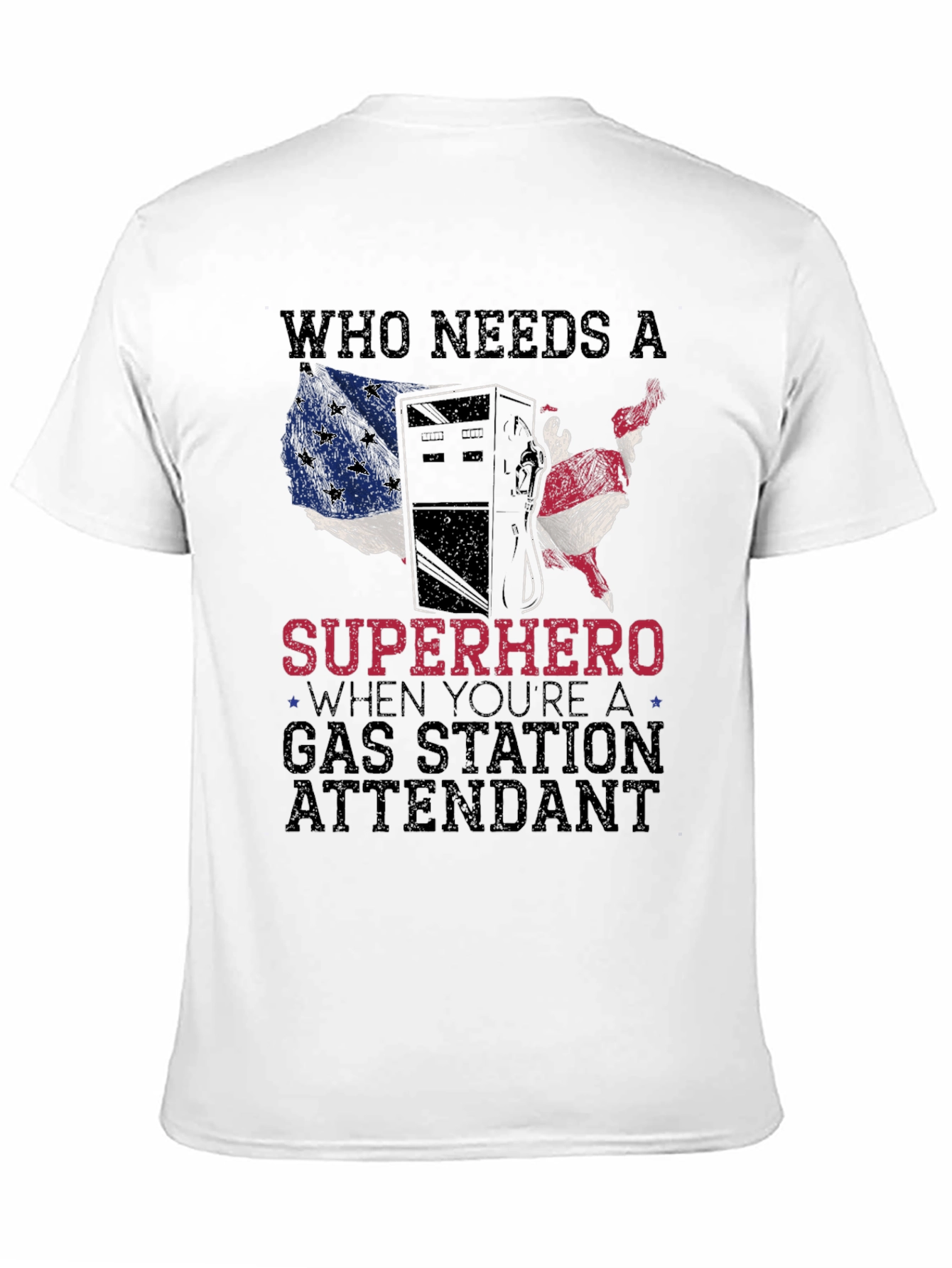 Gas Station Attendant Superhero Graphic T-Shirt