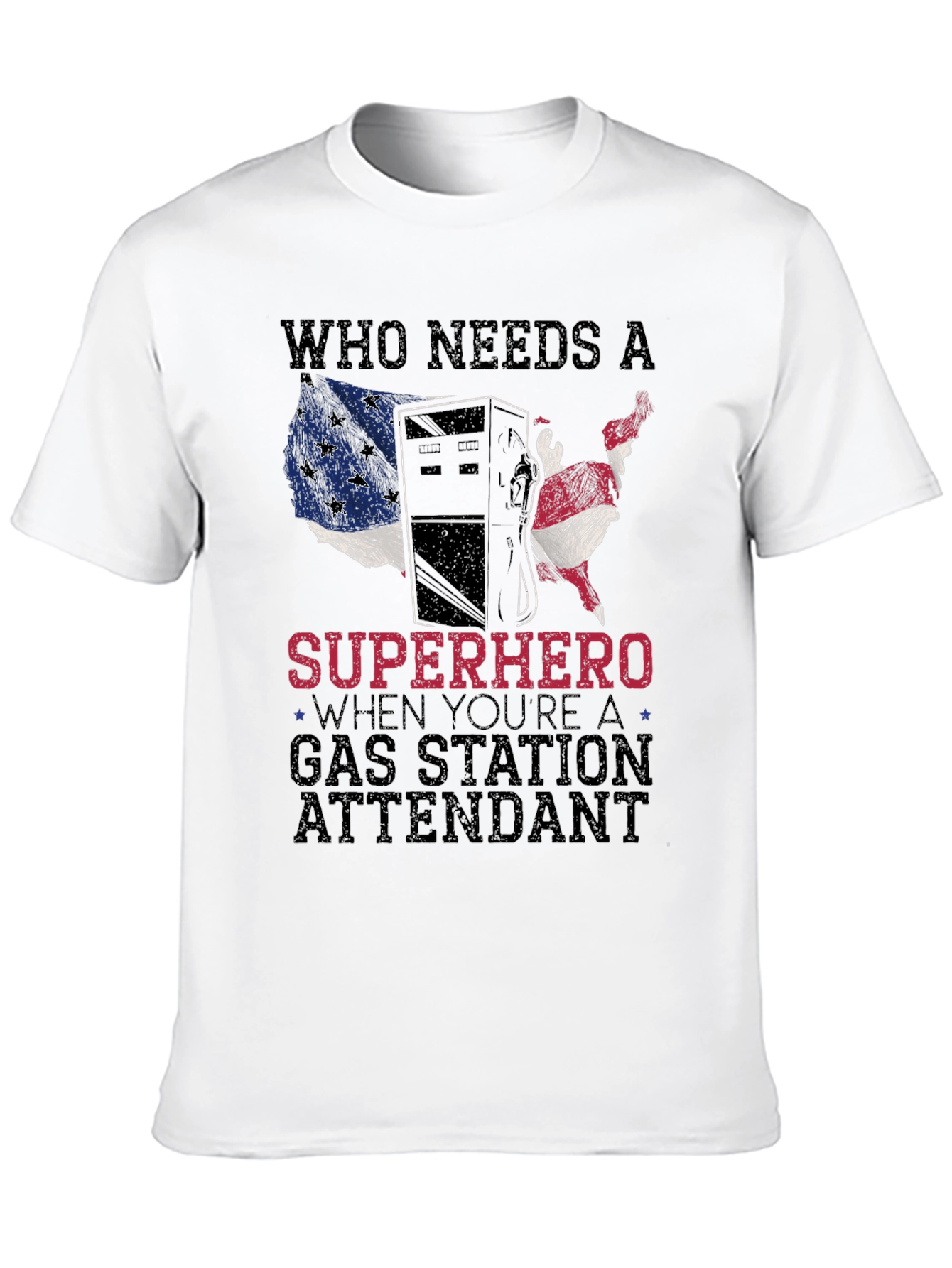 Gas Station Attendant Superhero Graphic T-Shirt
