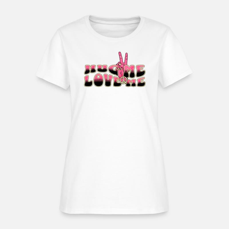 Hug me Love me Peace Sign Modern Vintage Retro 90s