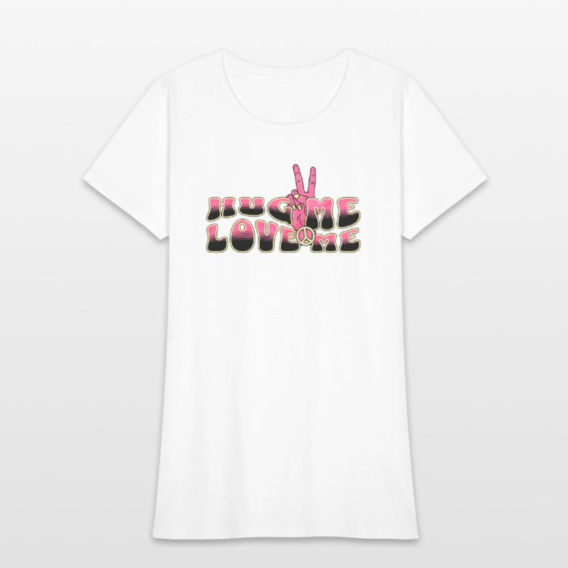 Hug me Love me Peace Sign Modern Vintage Retro 90s
