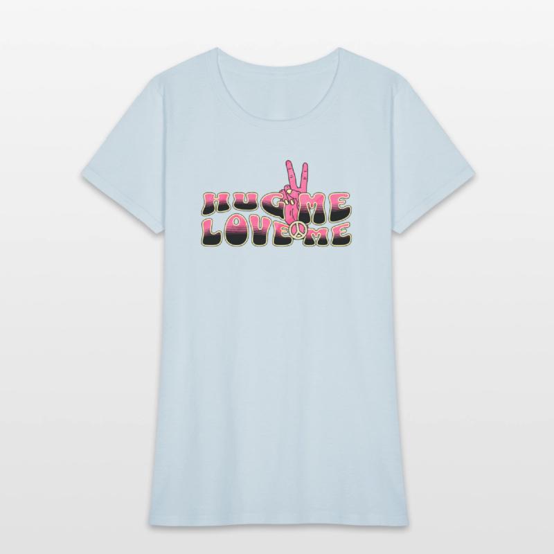 Hug me Love me Peace Sign Modern Vintage Retro 90s
