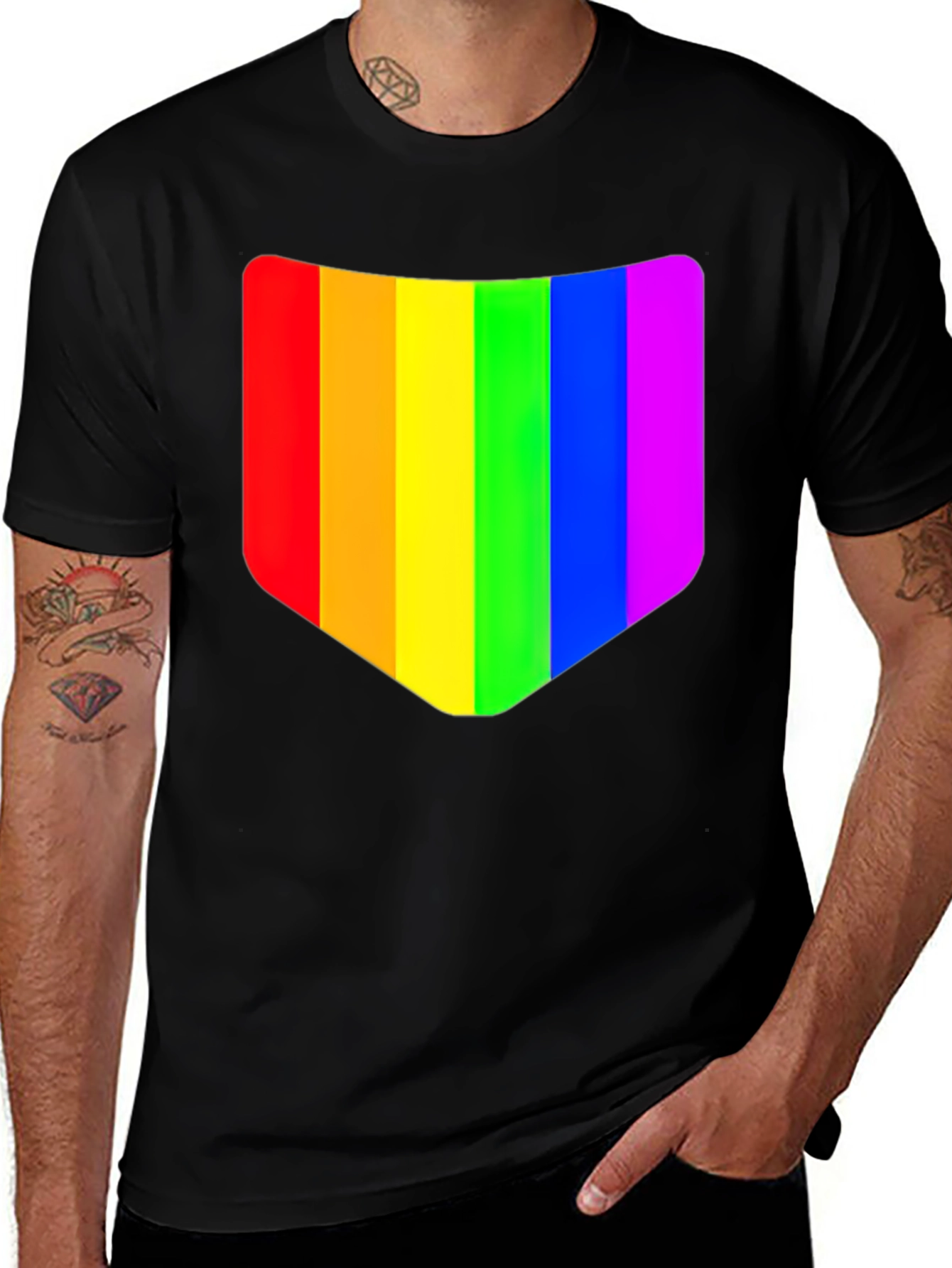 Rainbow Pride Graphic Tee - Black Cotton Shirt