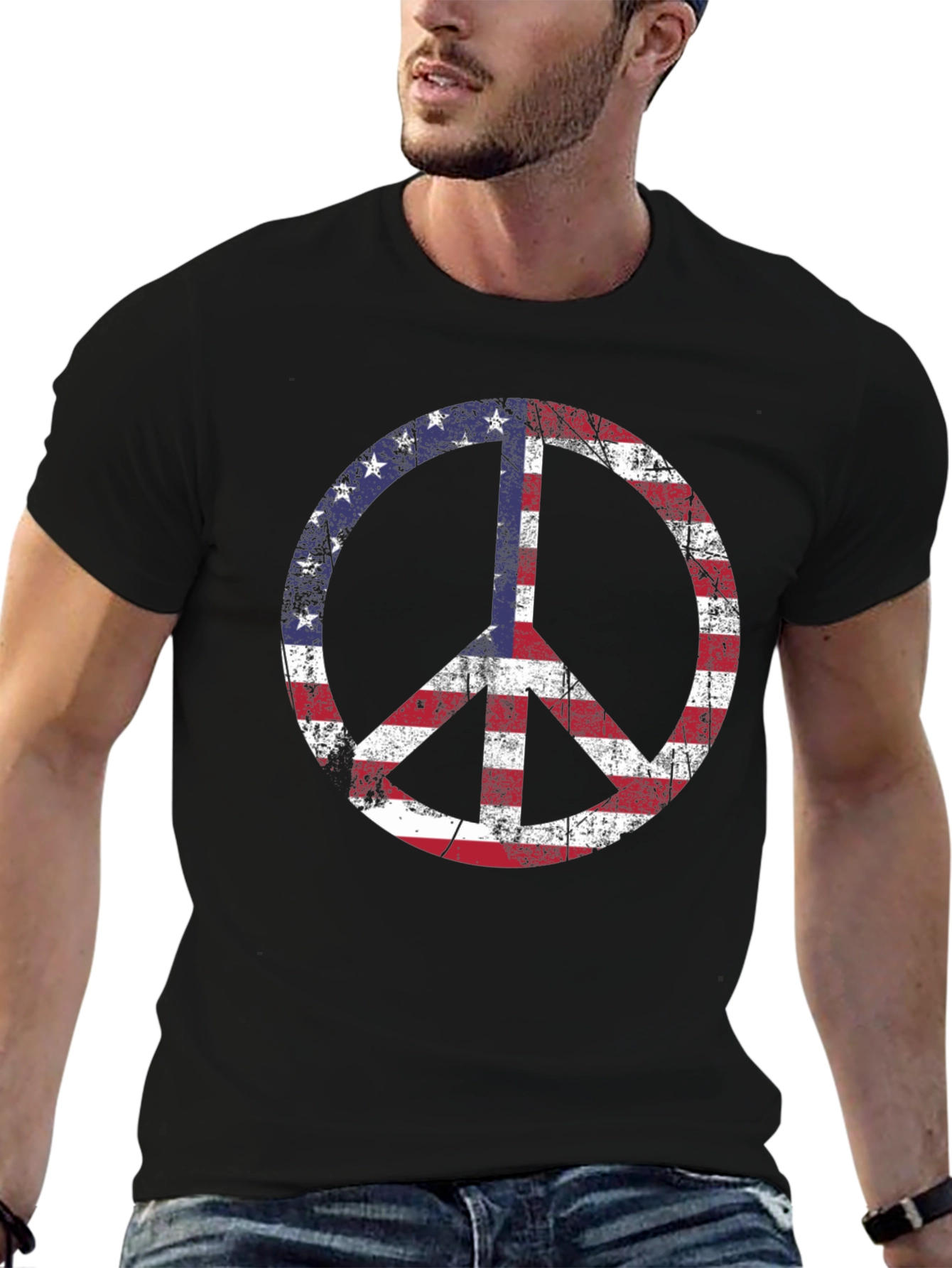 USA Peace Sign Graphic T-Shirt - Patriotic Tee