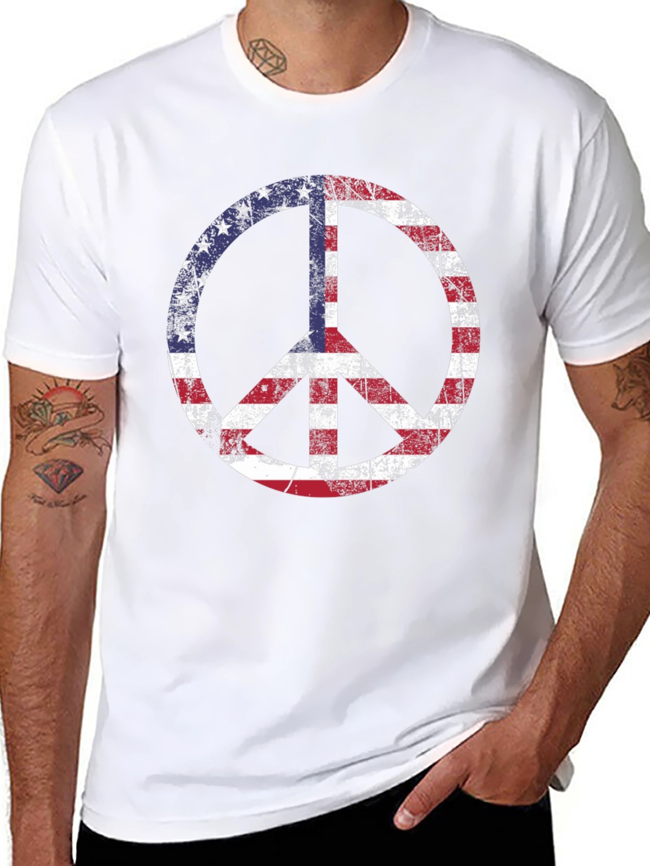 USA Peace Sign Graphic T-Shirt - Patriotic Tee