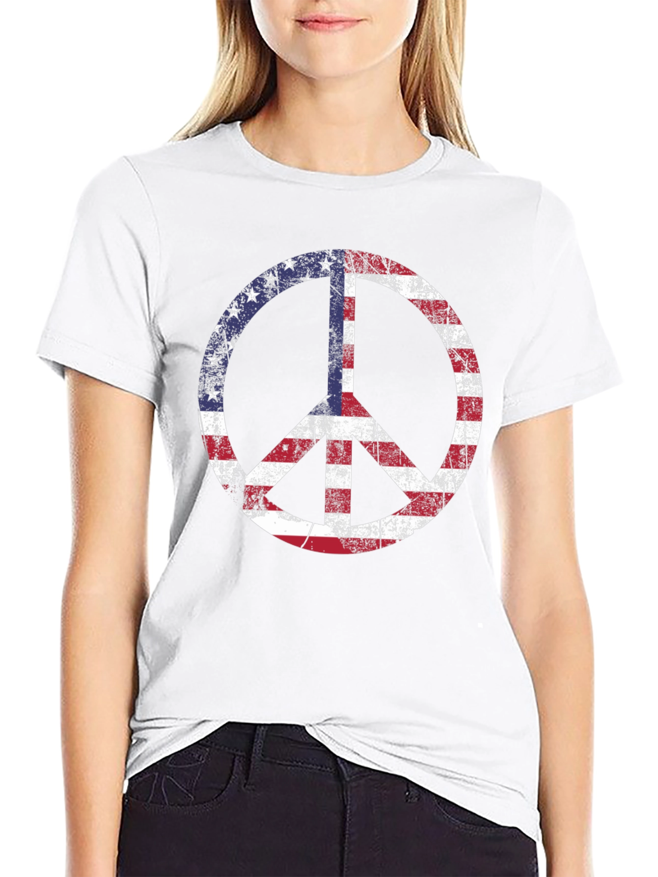 USA Peace Sign Graphic T-Shirt - Patriotic Tee