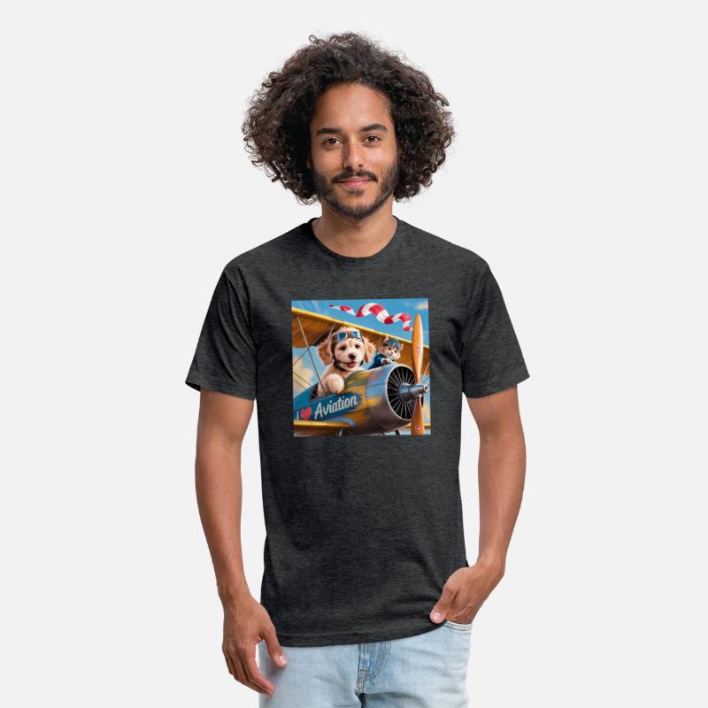 I Love Aviation. Puppie in Cockpit of a biplane.