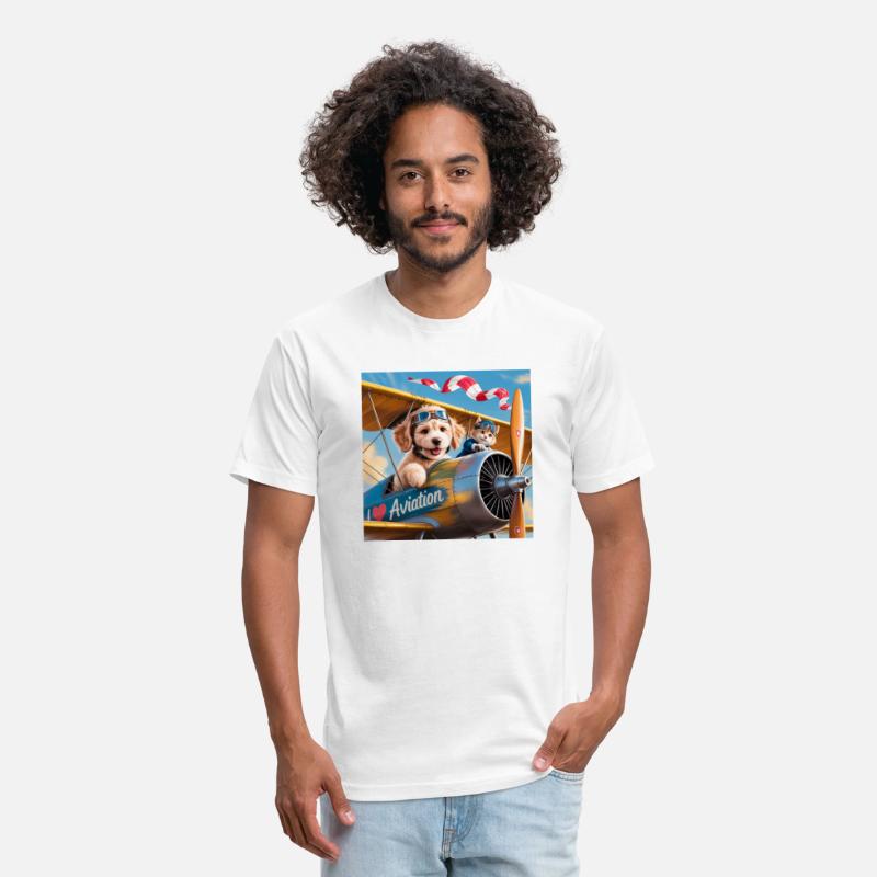 I Love Aviation. Puppie in Cockpit of a biplane.