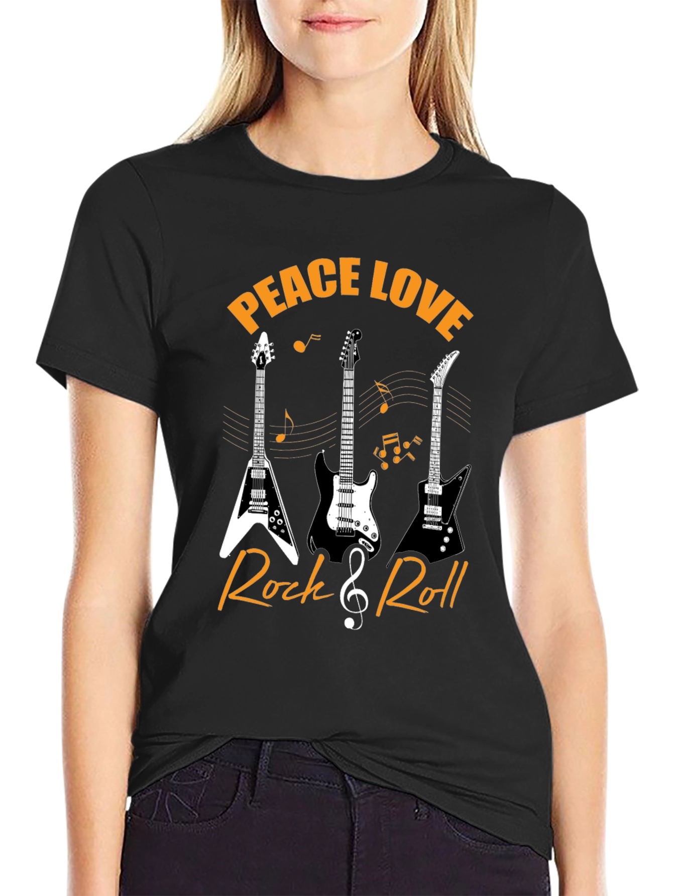 Peace Love Rock & Roll Guitar T-Shirt