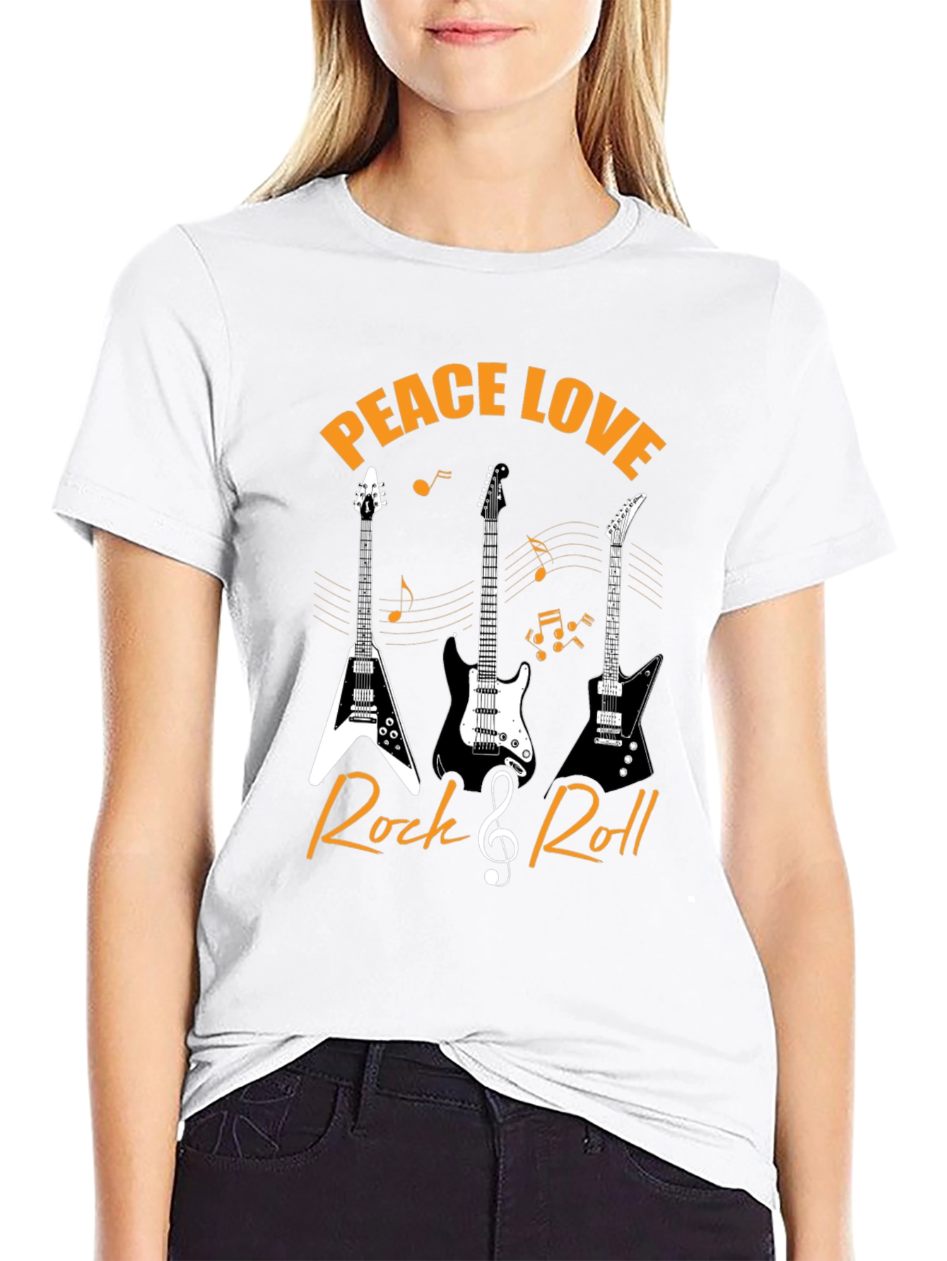Peace Love Rock & Roll Guitar T-Shirt