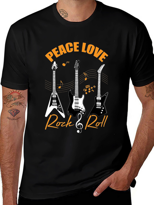 Peace Love Rock & Roll Guitar T-Shirt